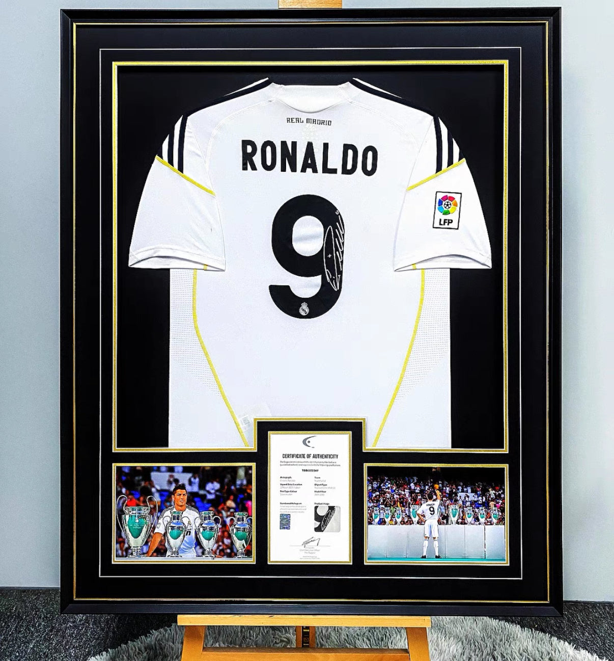 Real Madrid CF Cristiano Ronaldo Autographed Jersey with Personalized Custom Design Framed 000068