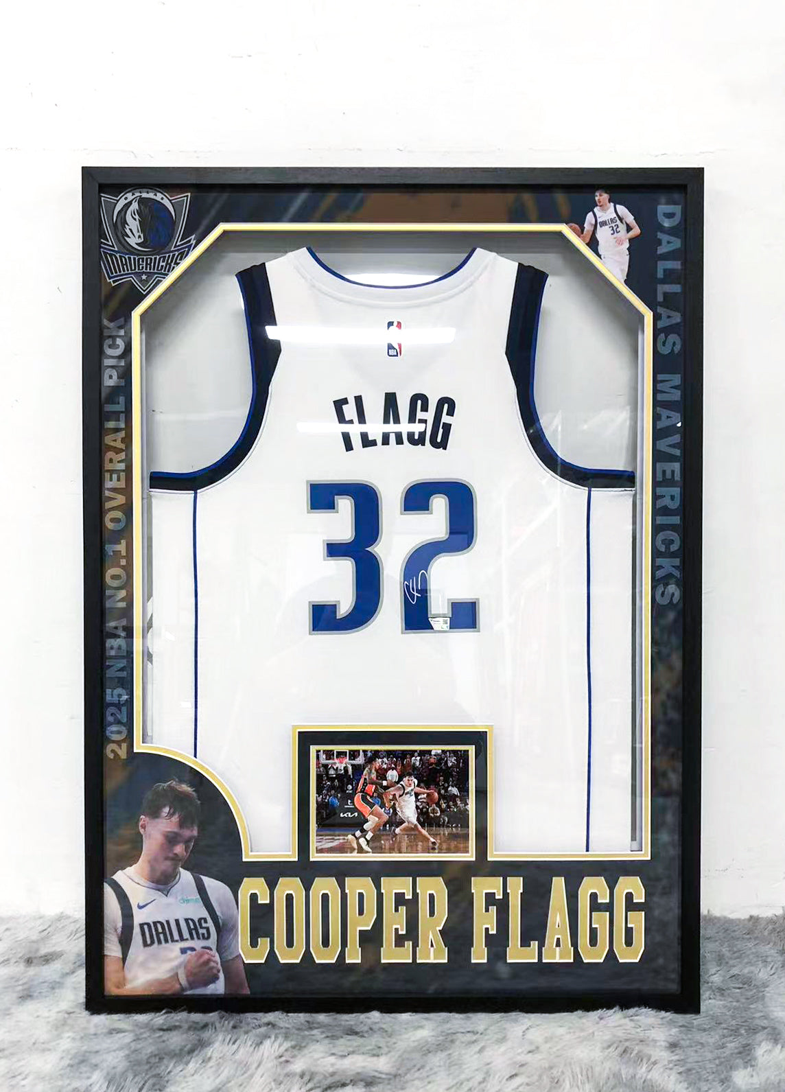 Dallas Mavericks Cooper Flagg Autographed Jersey with Standard Design Framed 000083