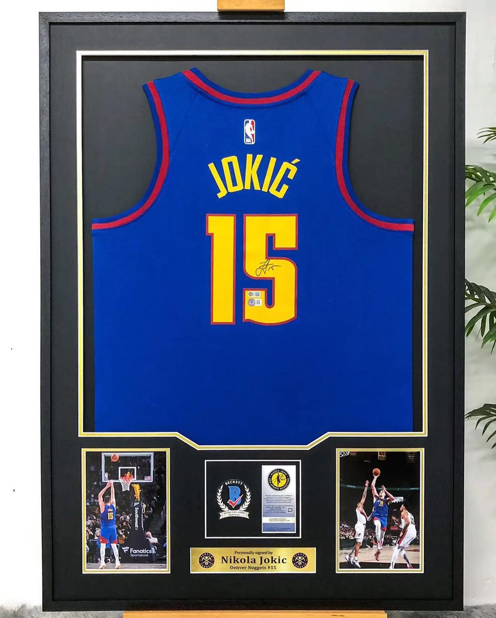 Denver Nuggets Nikola Jokić Autographed Jersey with Standard Design Framed00001