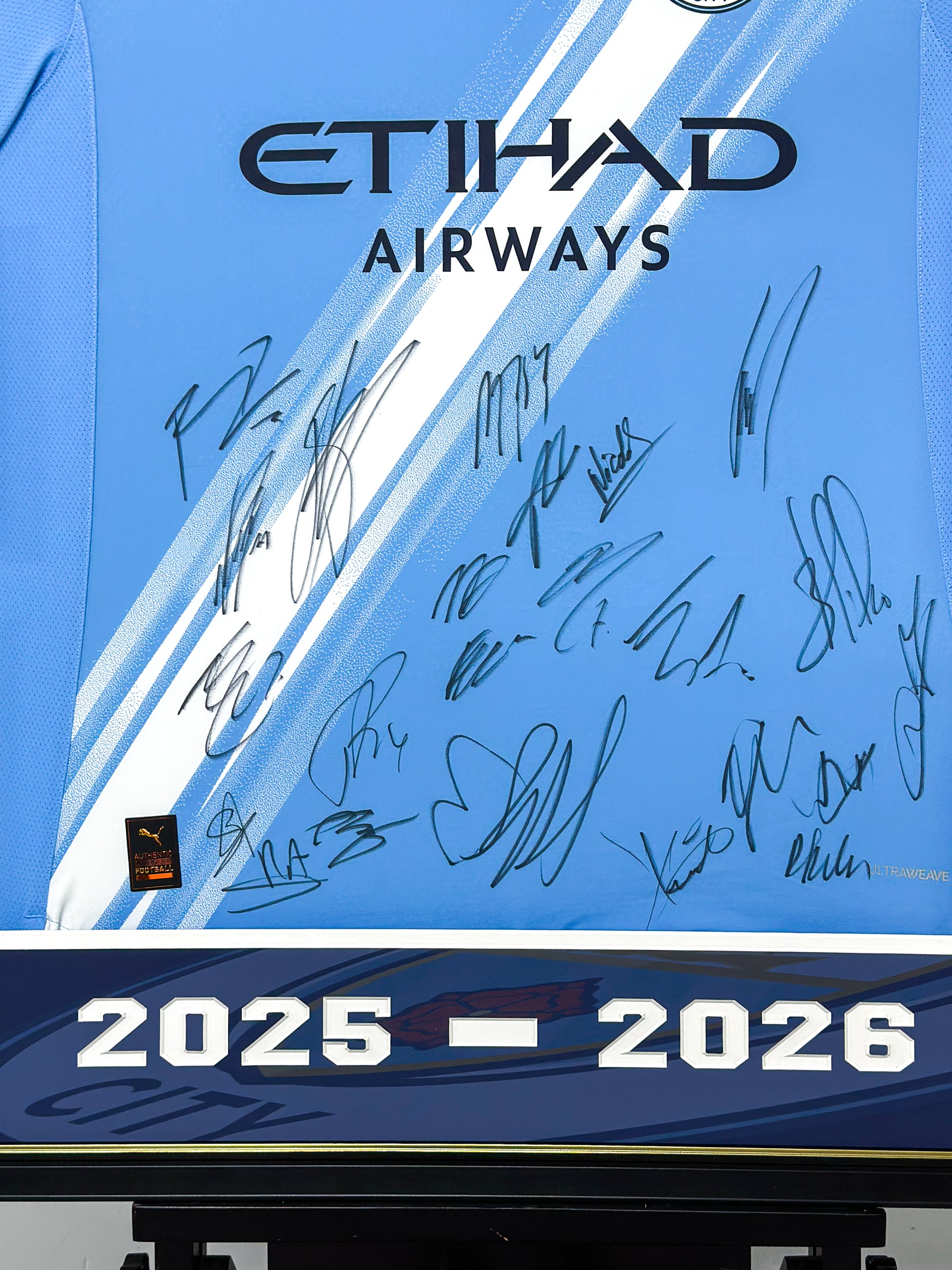 Manchester City FC Erling Haaland Autographed Jersey with Personalized Custom Design Framed 00028