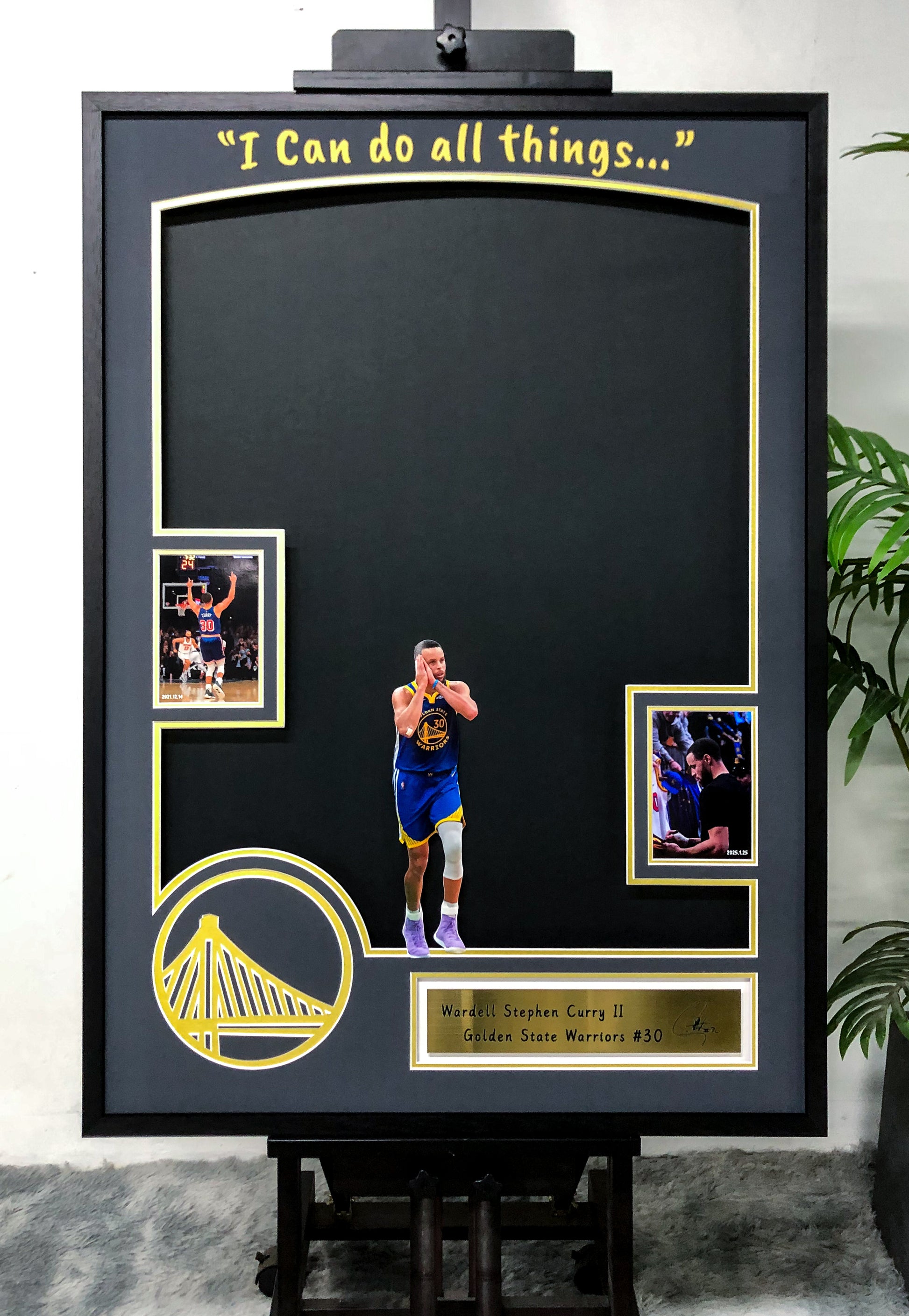 Golden State Warriors Stephen Curry Autographed Jersey with Personalized Custom Design Framed 000051