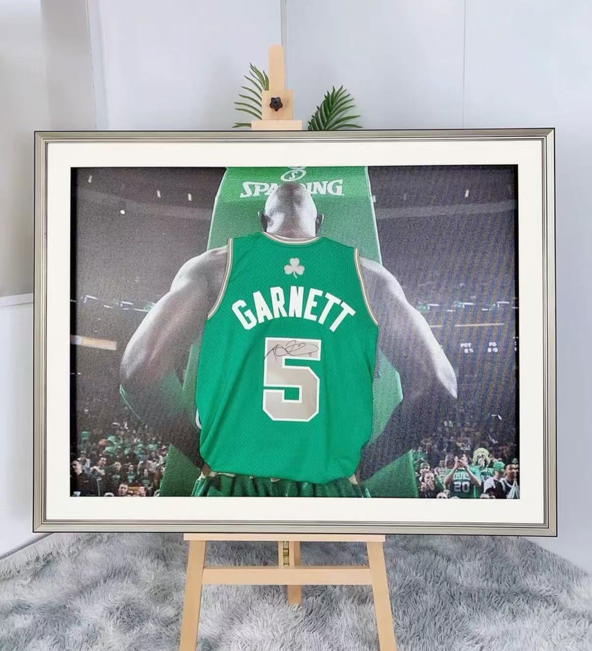 Boston Celtics Kevin Garnett Autographed Jersey with Personalized Custom Design Framed 00002