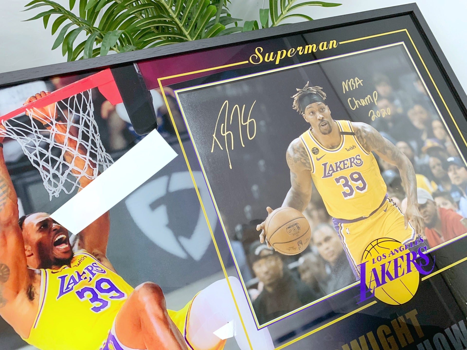 Los Angeles Lakers Dwight Howard Autographed Jersey with Personalized Custom Design Framed 00002