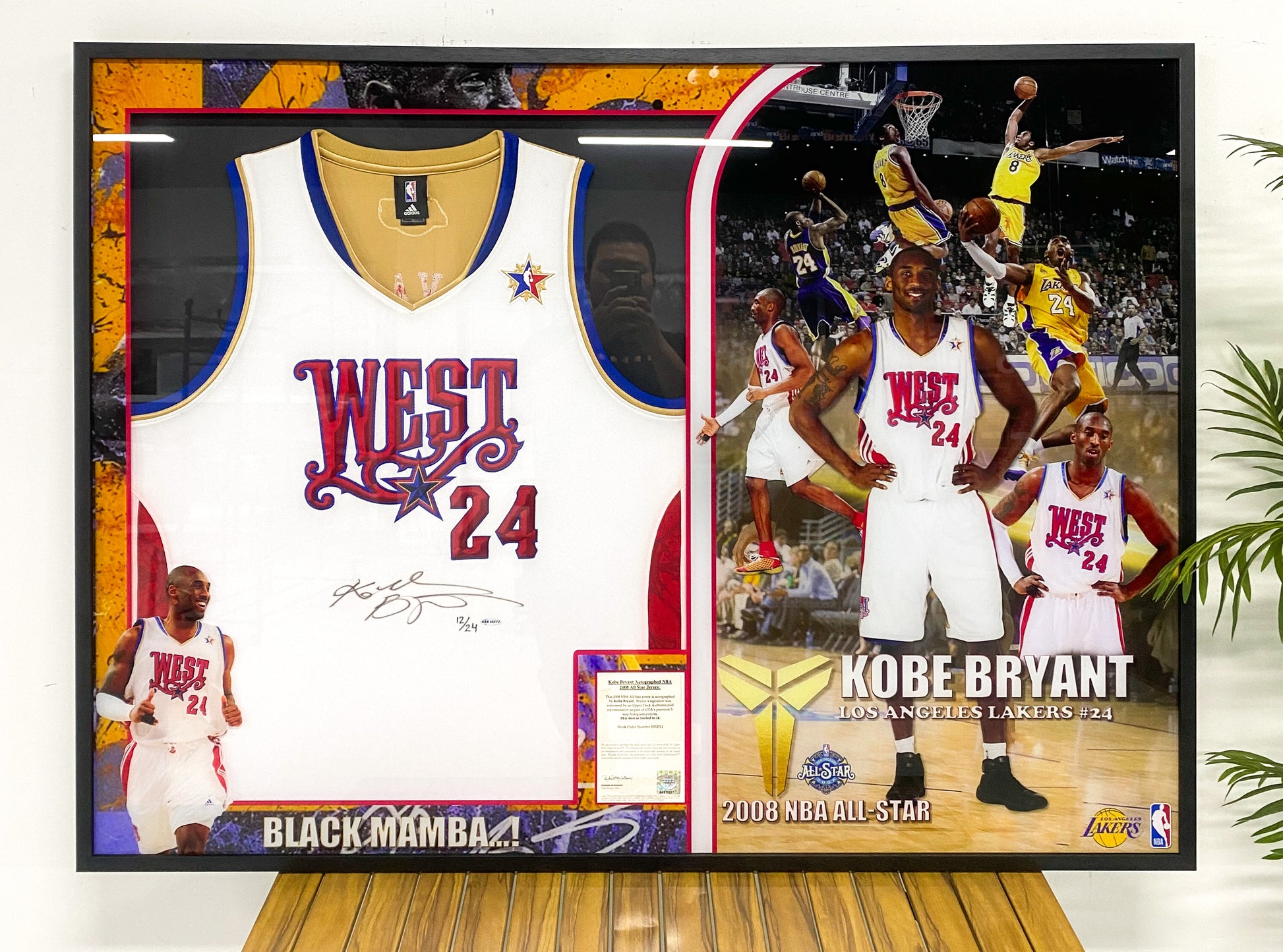ALL STAR Kobe Bryant Autographed Jersey with Personalized Custom Design Framed  000054