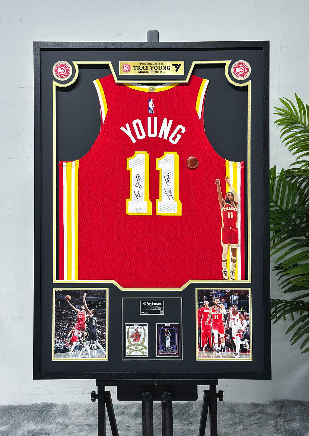 Atlanta Hawks Trae Young Autographed Jersey with Standard Design Framed 00082
