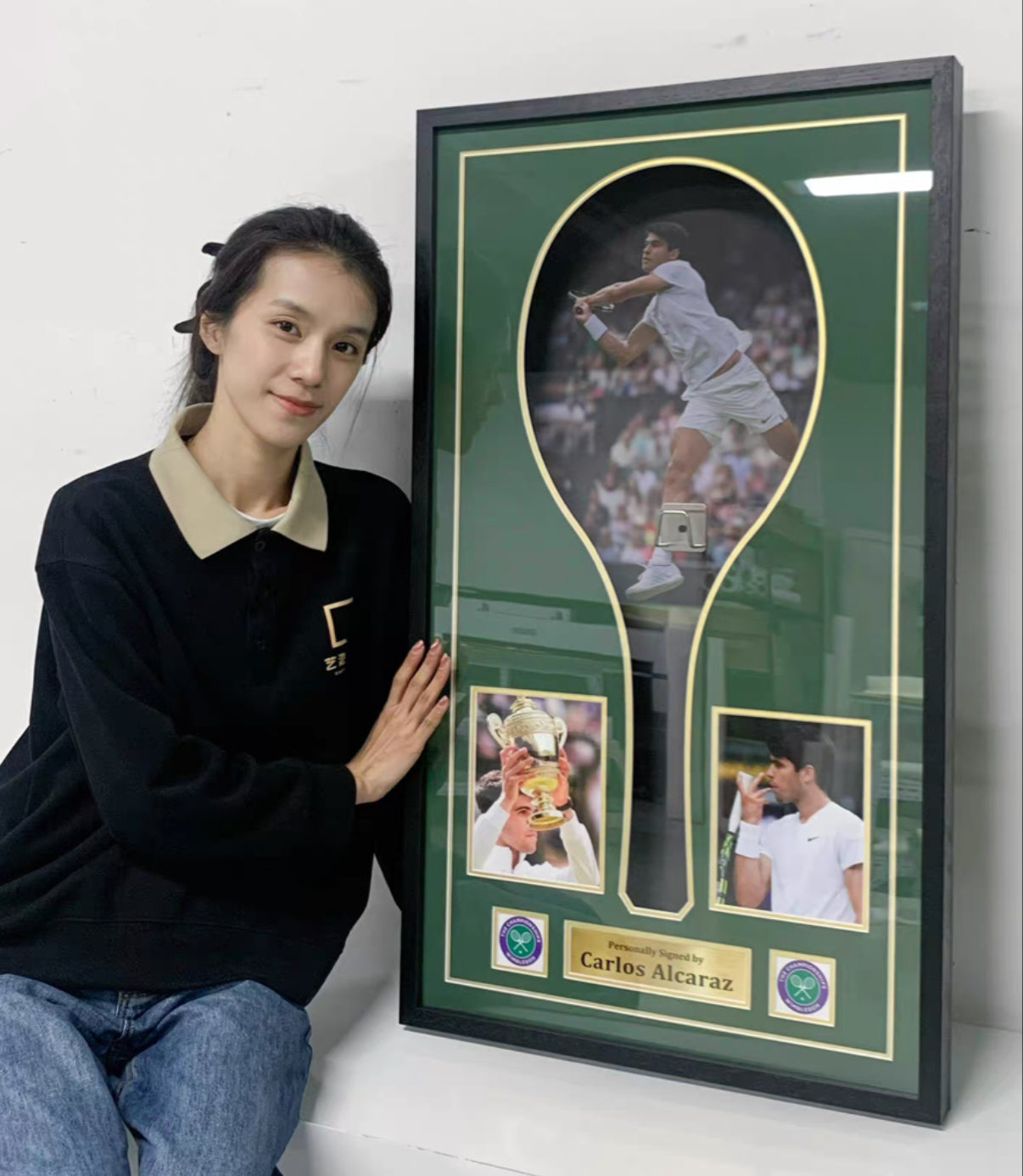 CarlosAlcaraz Tennis racket Sentimental Item with Personalized Custom Design Framed 000026