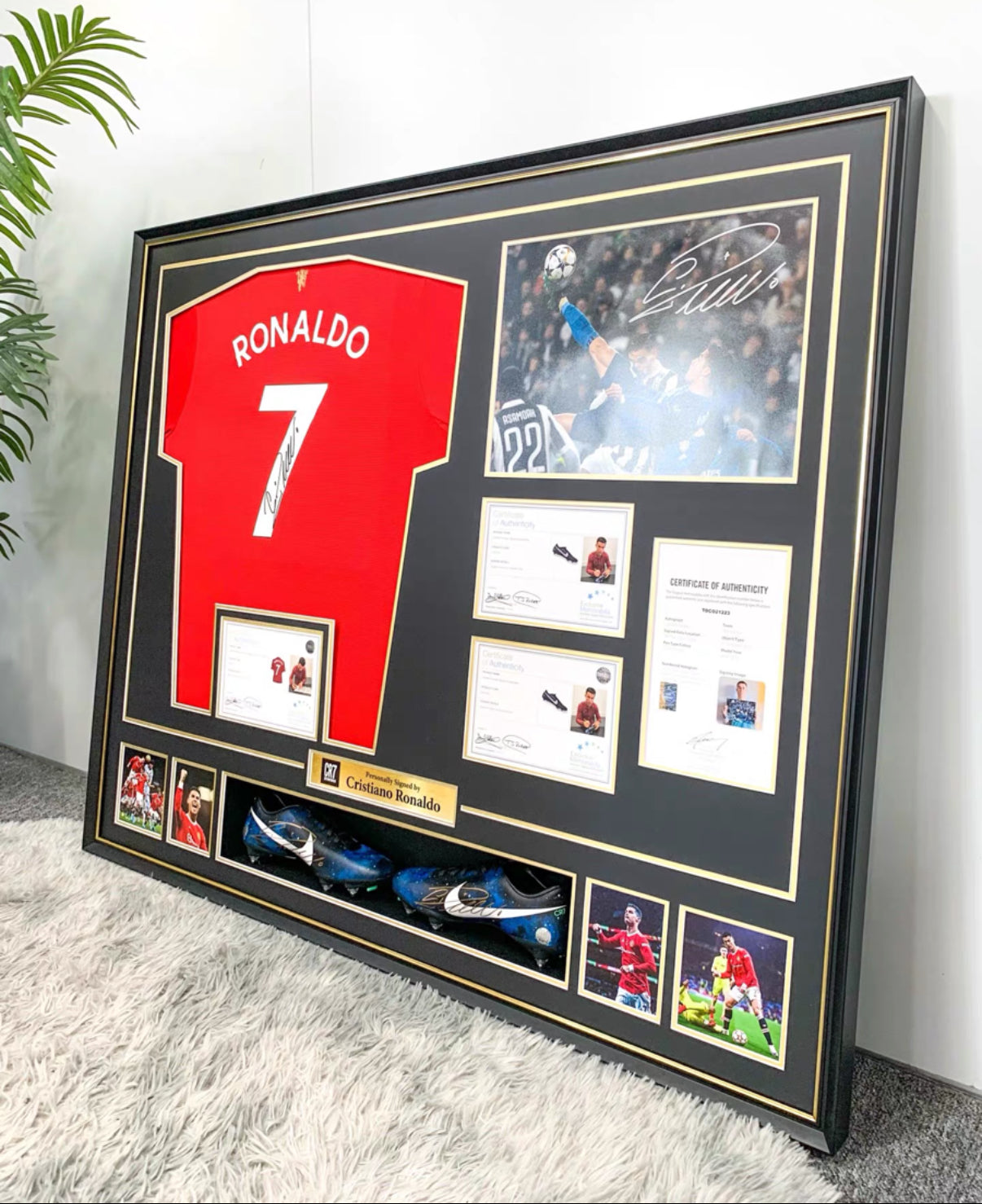 Manchester United Cristiano Ronaldo  Autographed Jersey with Personalized Custom Design Framed  00005
