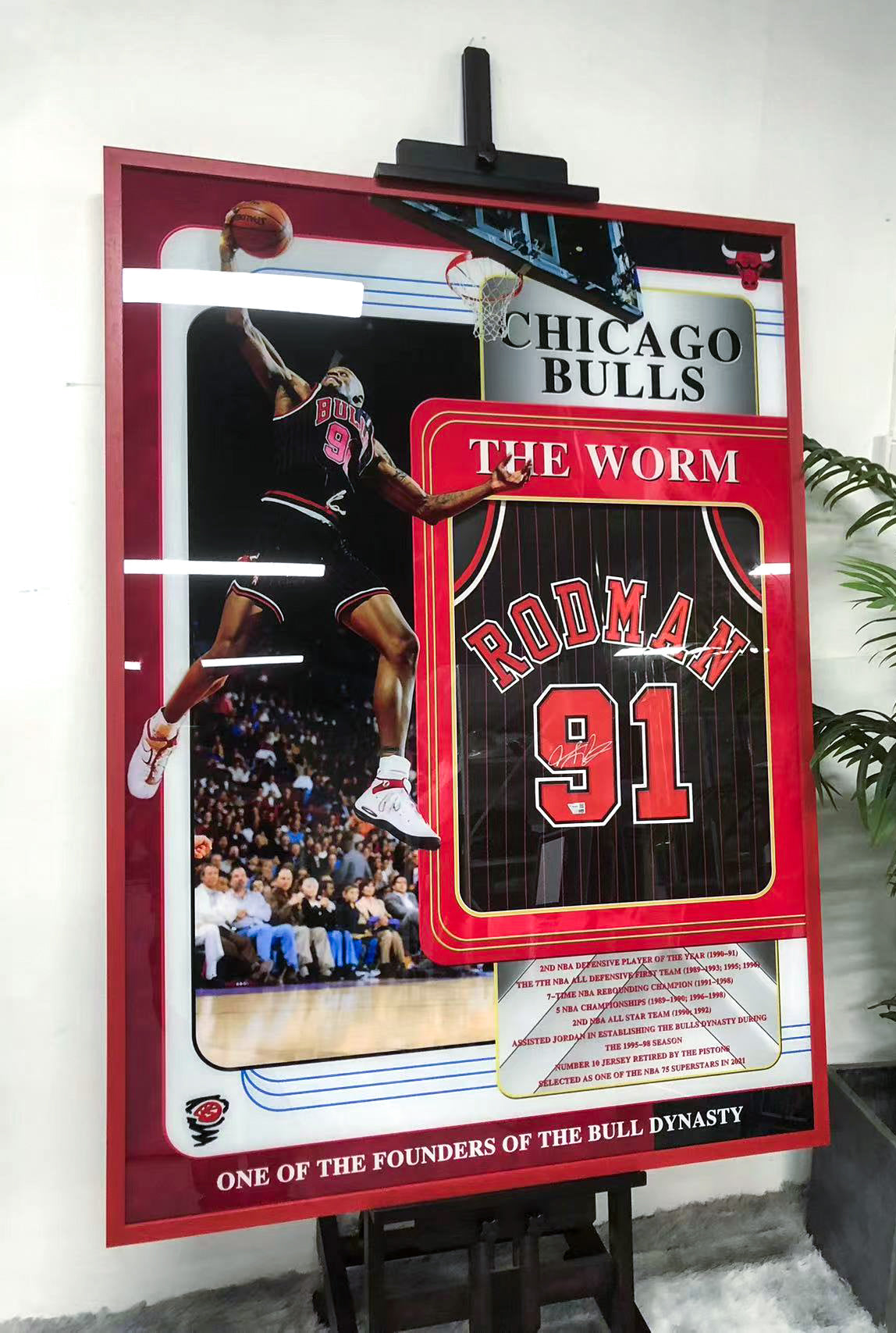 Chicago Bulls Dennis Rodman Autographed Jersey with Standard Design Framed 000013