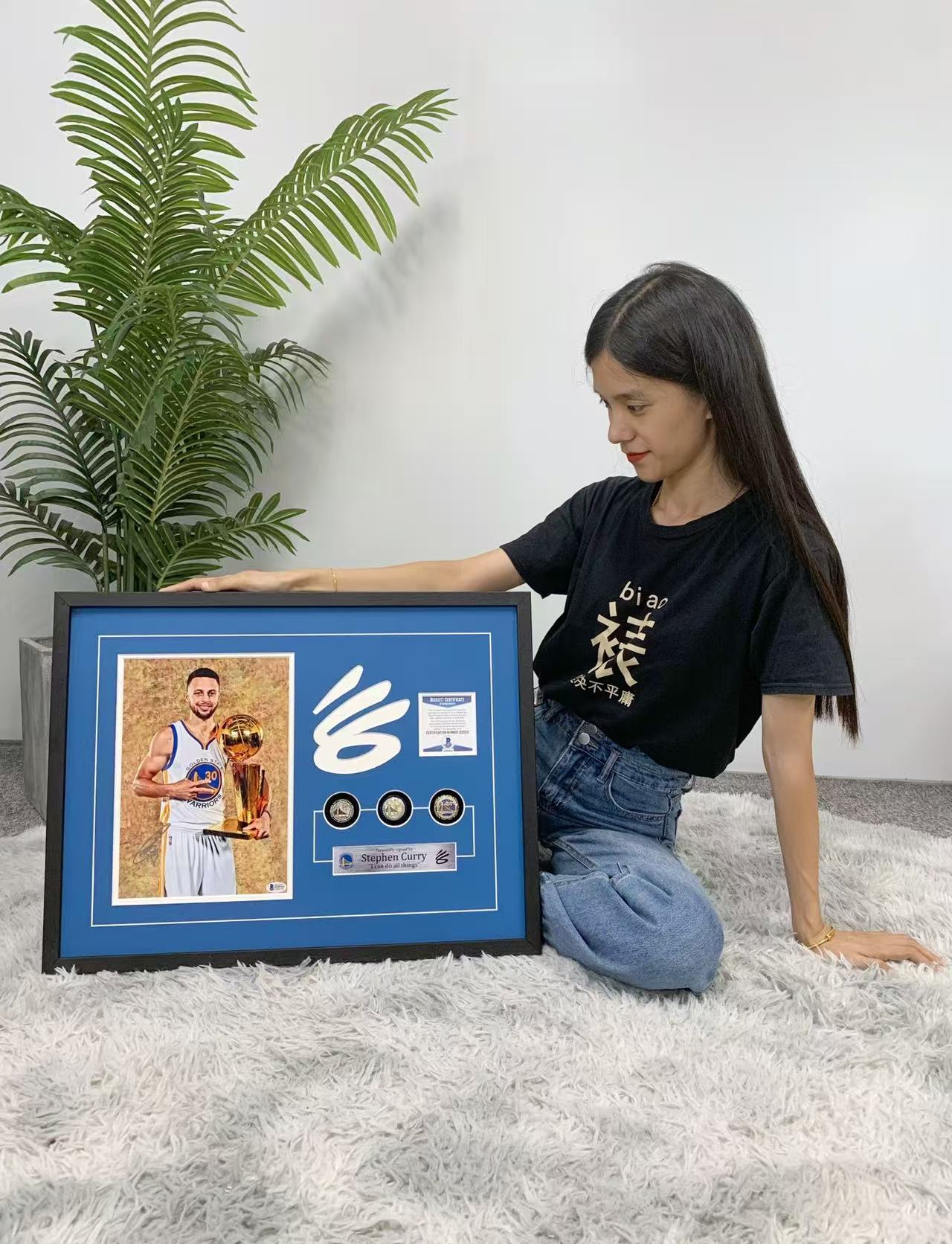 Stephen Curry Poster with Personalized Custom Design Framed 000045