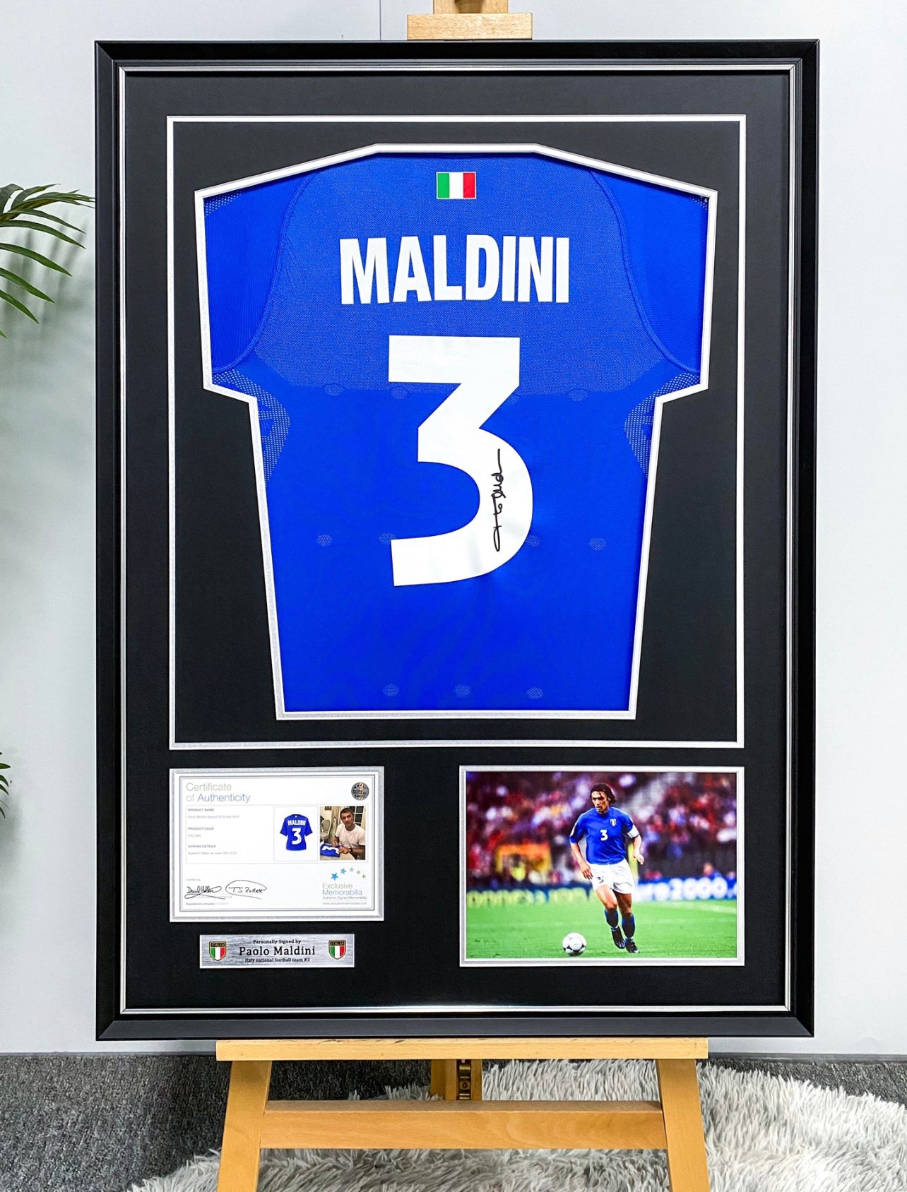 Italy Paolo Maldini Autographed Jersey with Personalized Custom Design Framed 00007