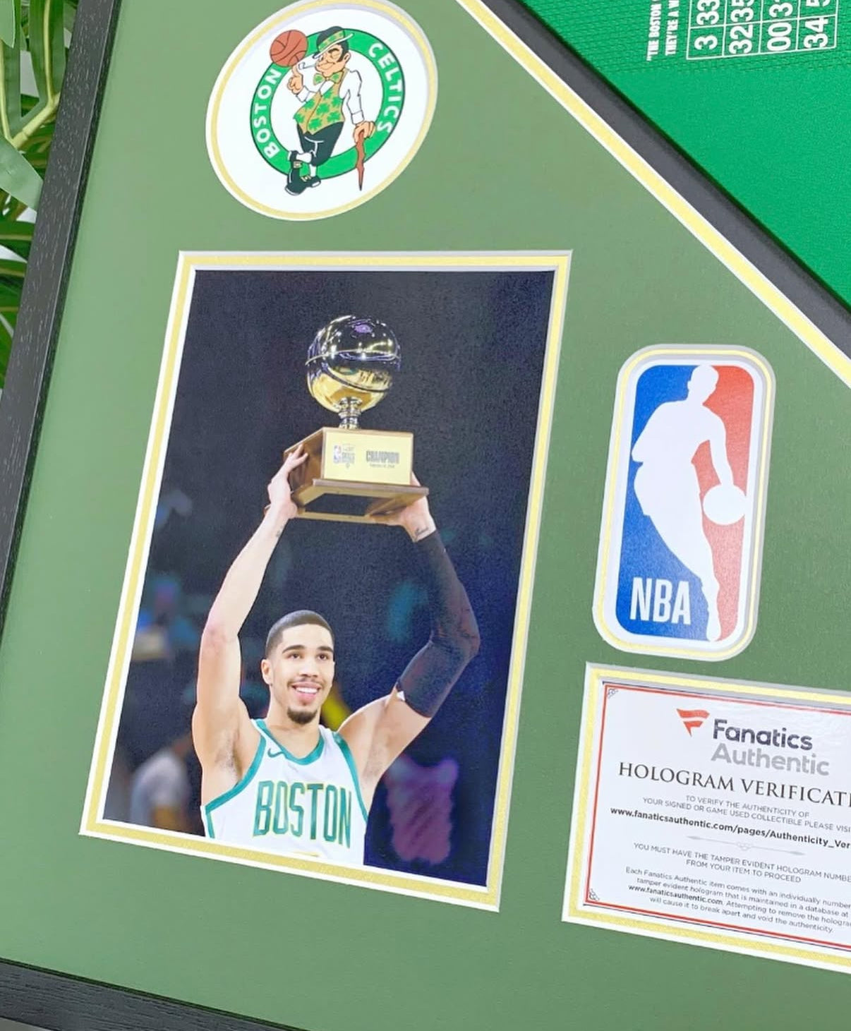 Boston Celtics Tatum Autographed Jersey with Personalized Custom Design Framed 00002