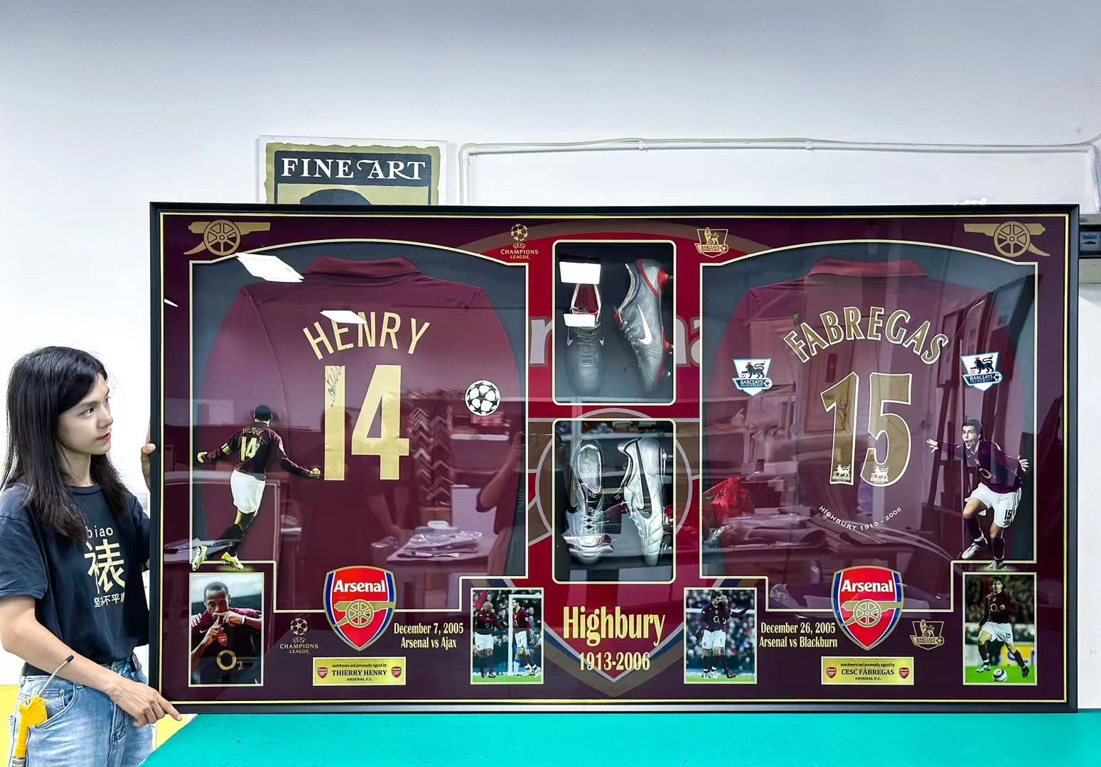 The Arsenal Football Club Thierry  Henry &Fàbregas Autographed Jersey with Personalized Custom Design Framed 00019