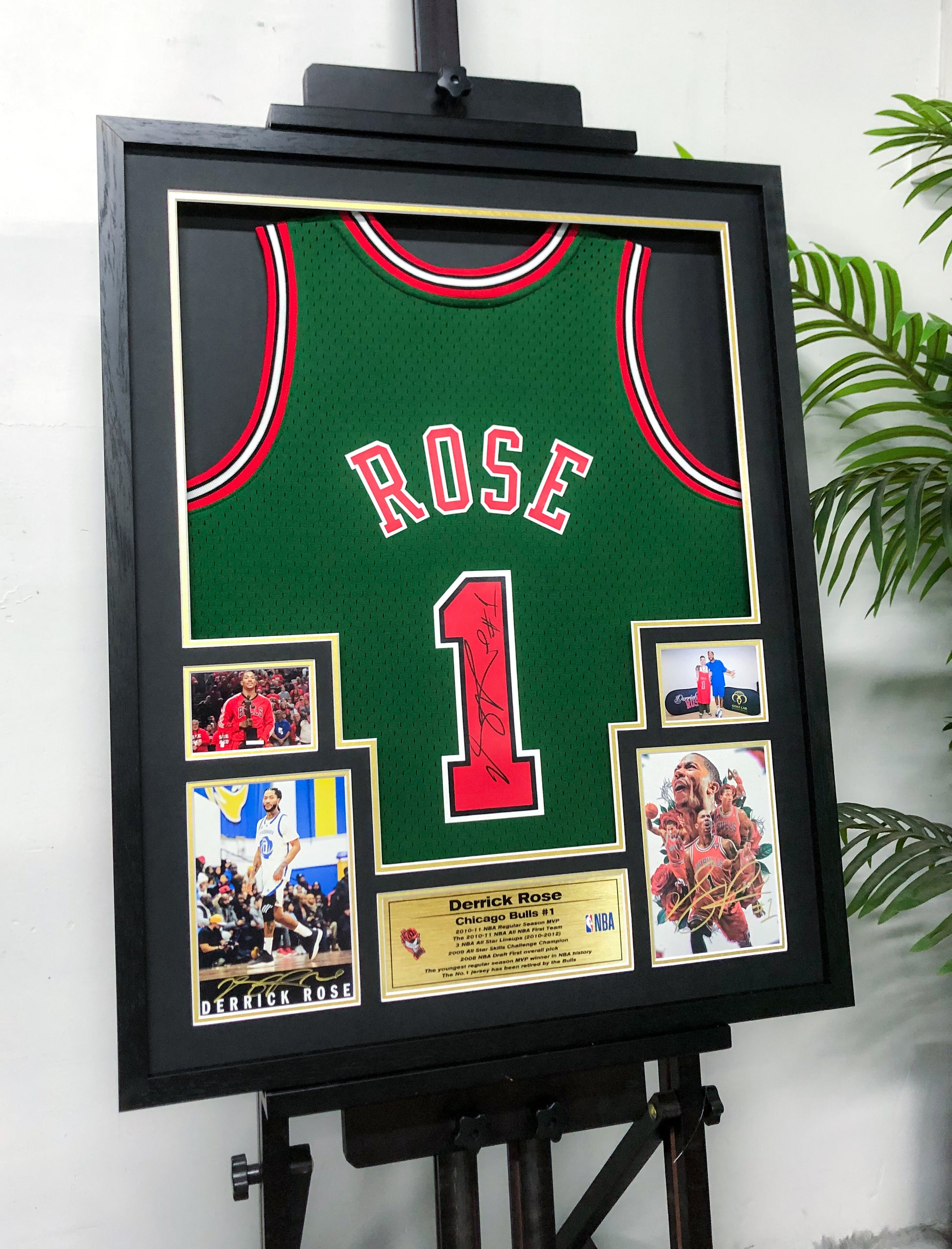 Chicago Bulls Derrick Rose Autographed Jersey with Personalized Custom Design Framed 00012