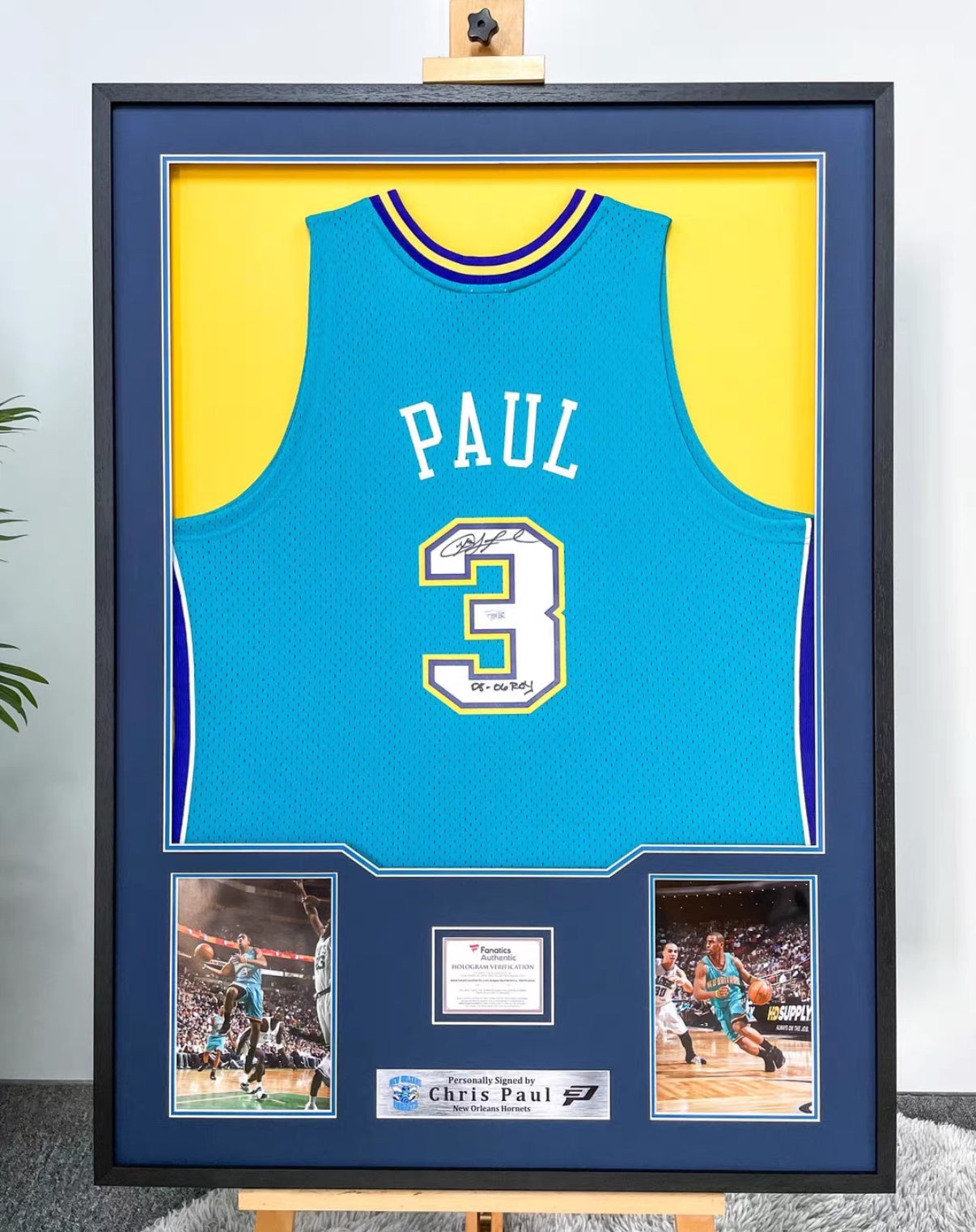 New Orleans Hornets Chris Paul Autographed Jersey with Personalized Custom Design Framed 000021