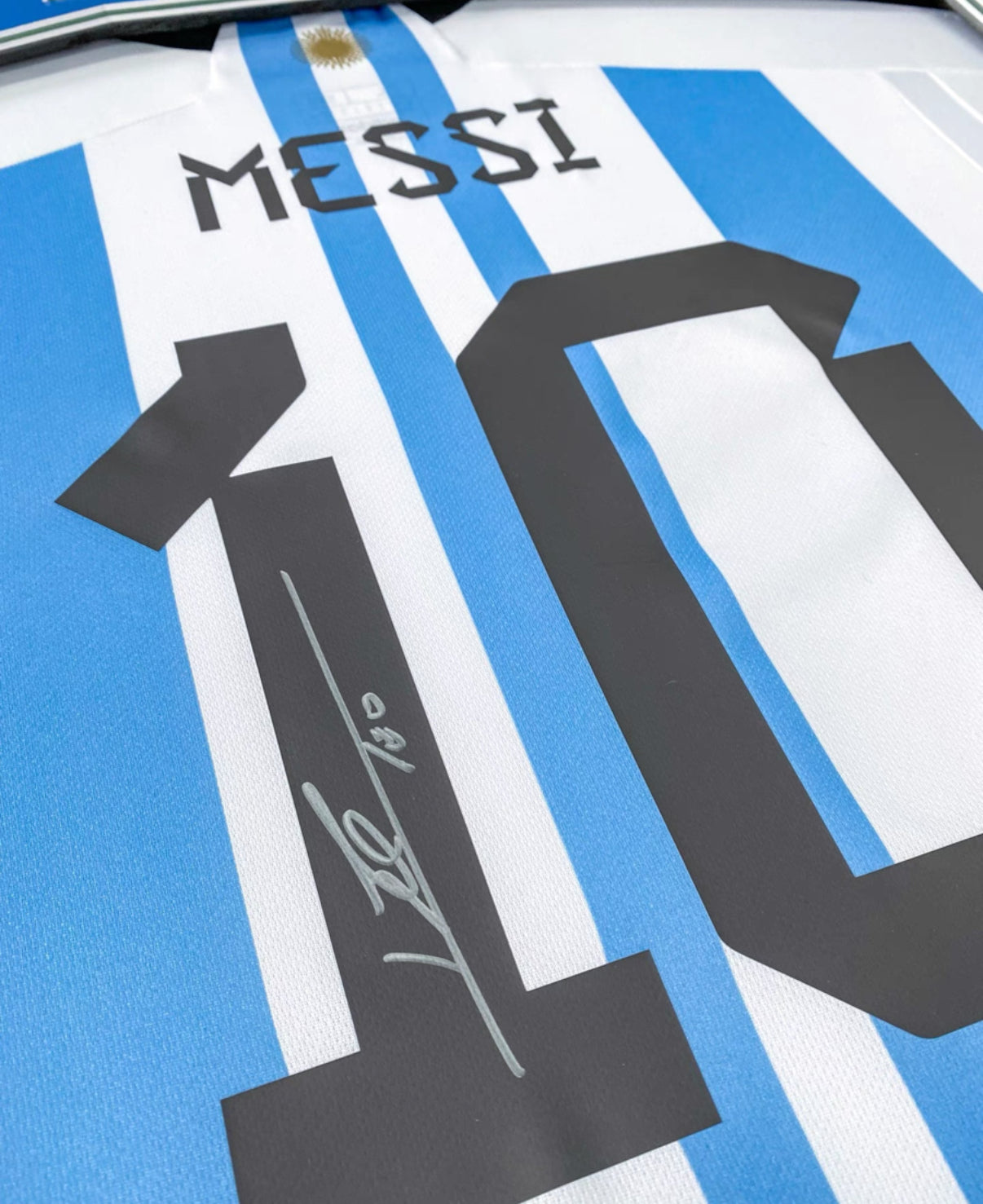 Argentina Lionel Messi Autographed Jersey with Personalized Custom Design Framed 00008