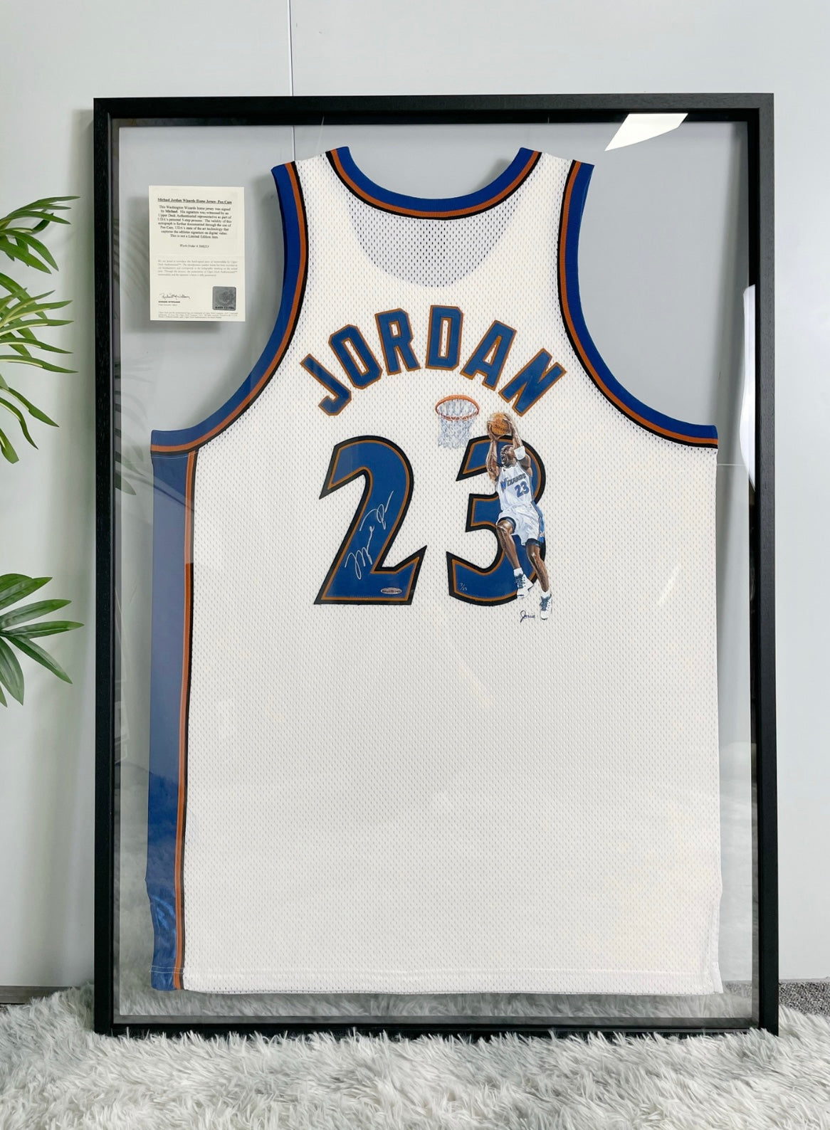 Washington Wizards Michael Jordan Autographed Jersey with Standard Design Framed 00072