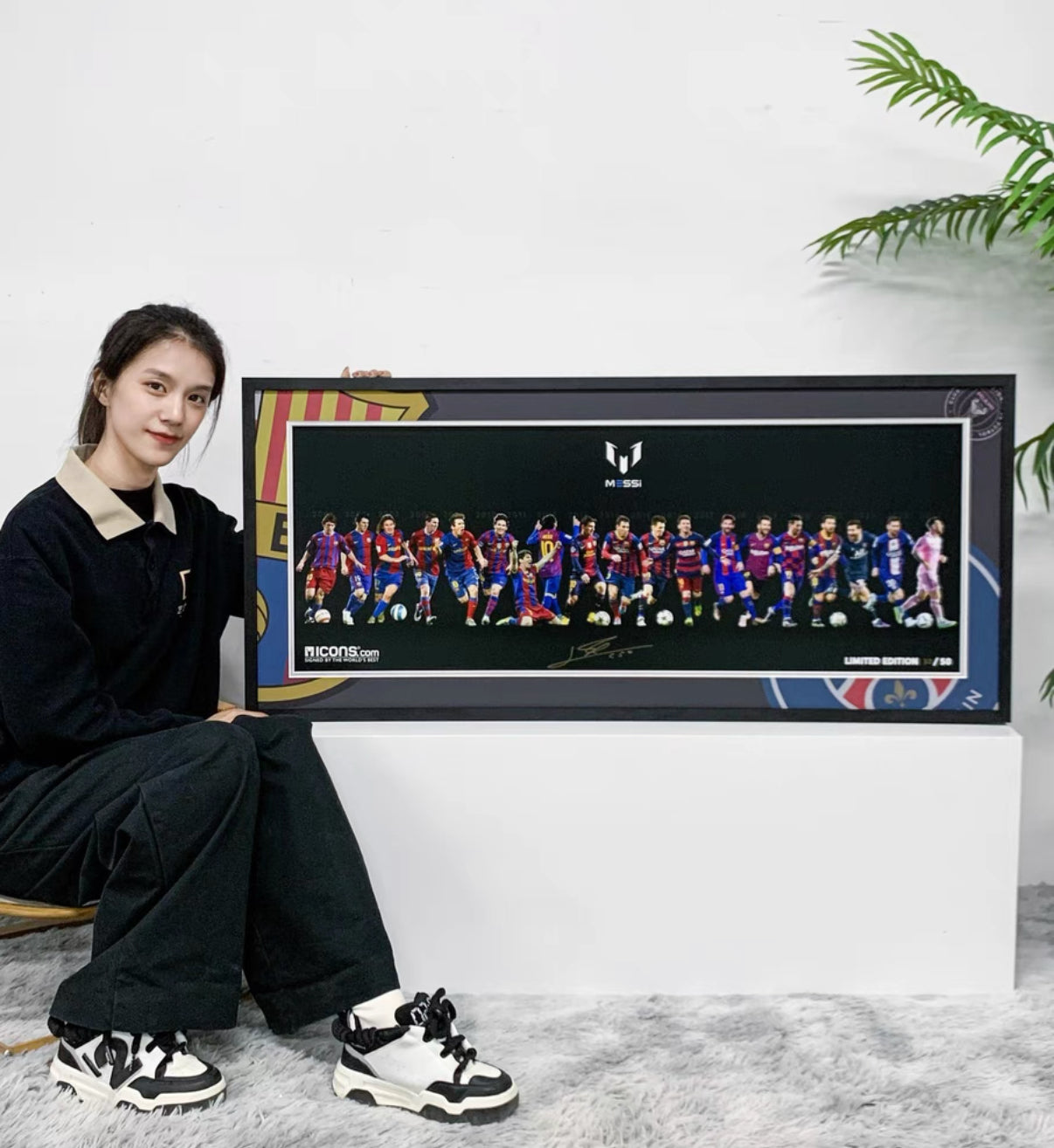 FC Barcelona Lionel Messi Poster with Personalized Custom Design Framed 000027