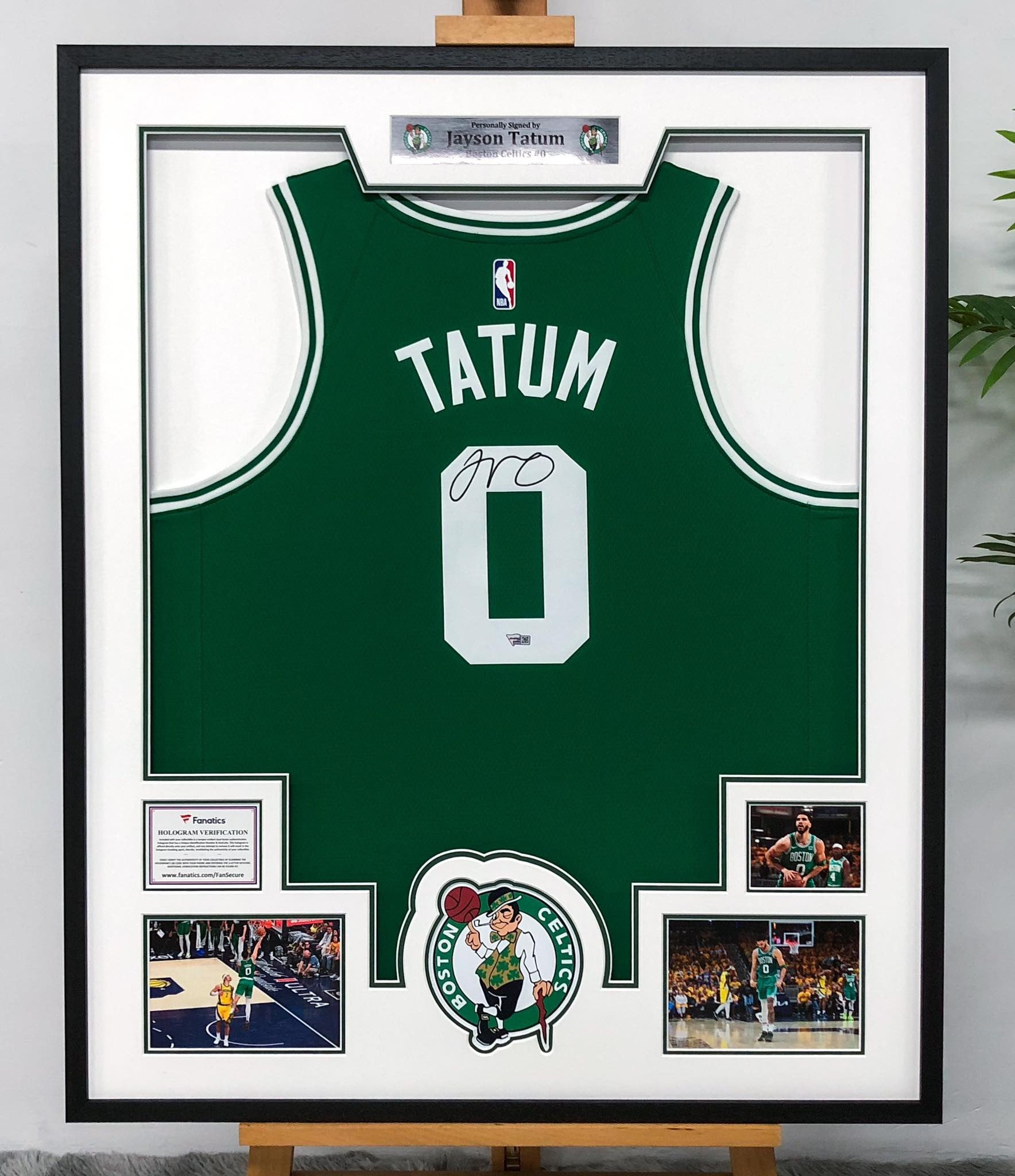 Boston Celtics Tatum Autographed Jersey with Personalized Custom Design Framed 00004