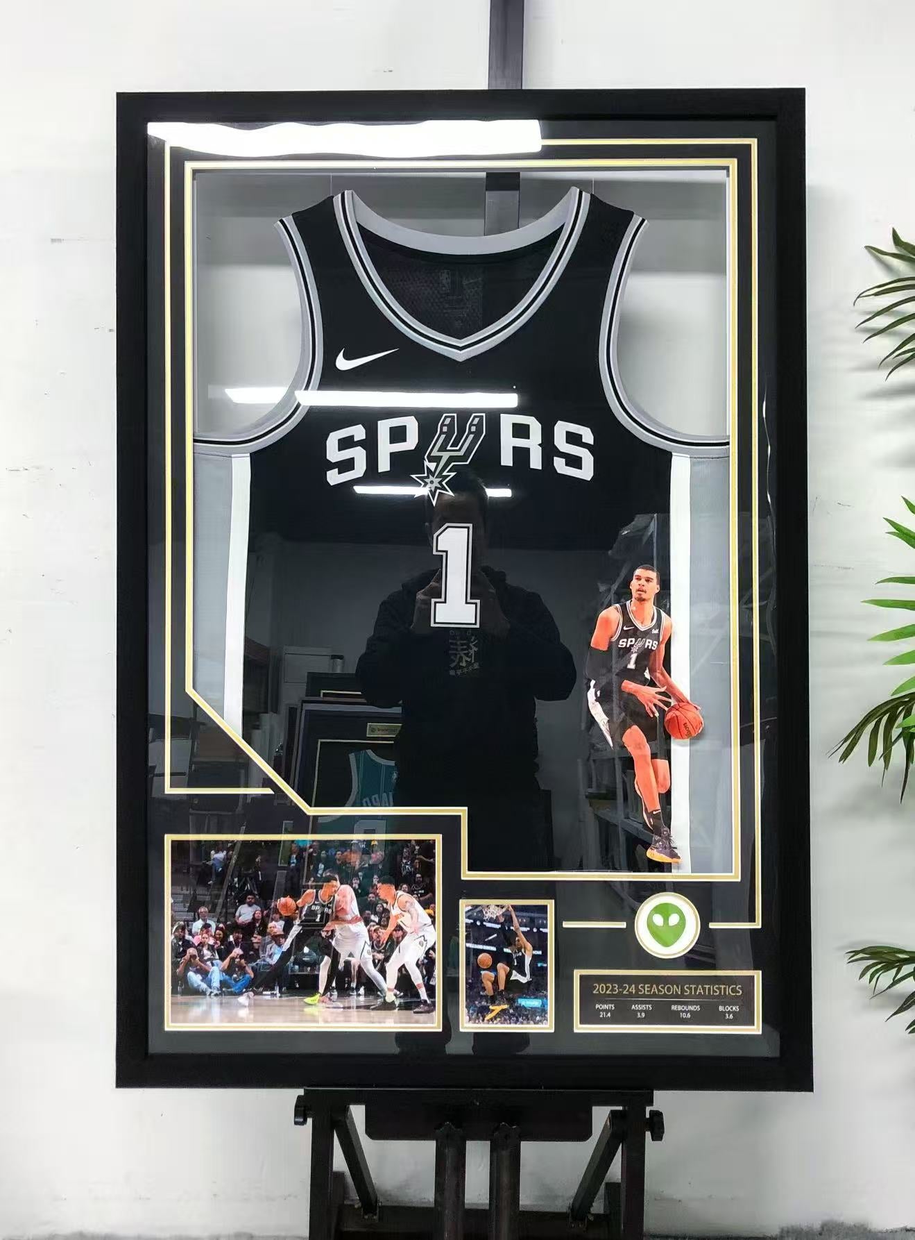 San Antonio Spurs Wembanyama Autographed Jersey with Personalized Custom Design Framed 00013