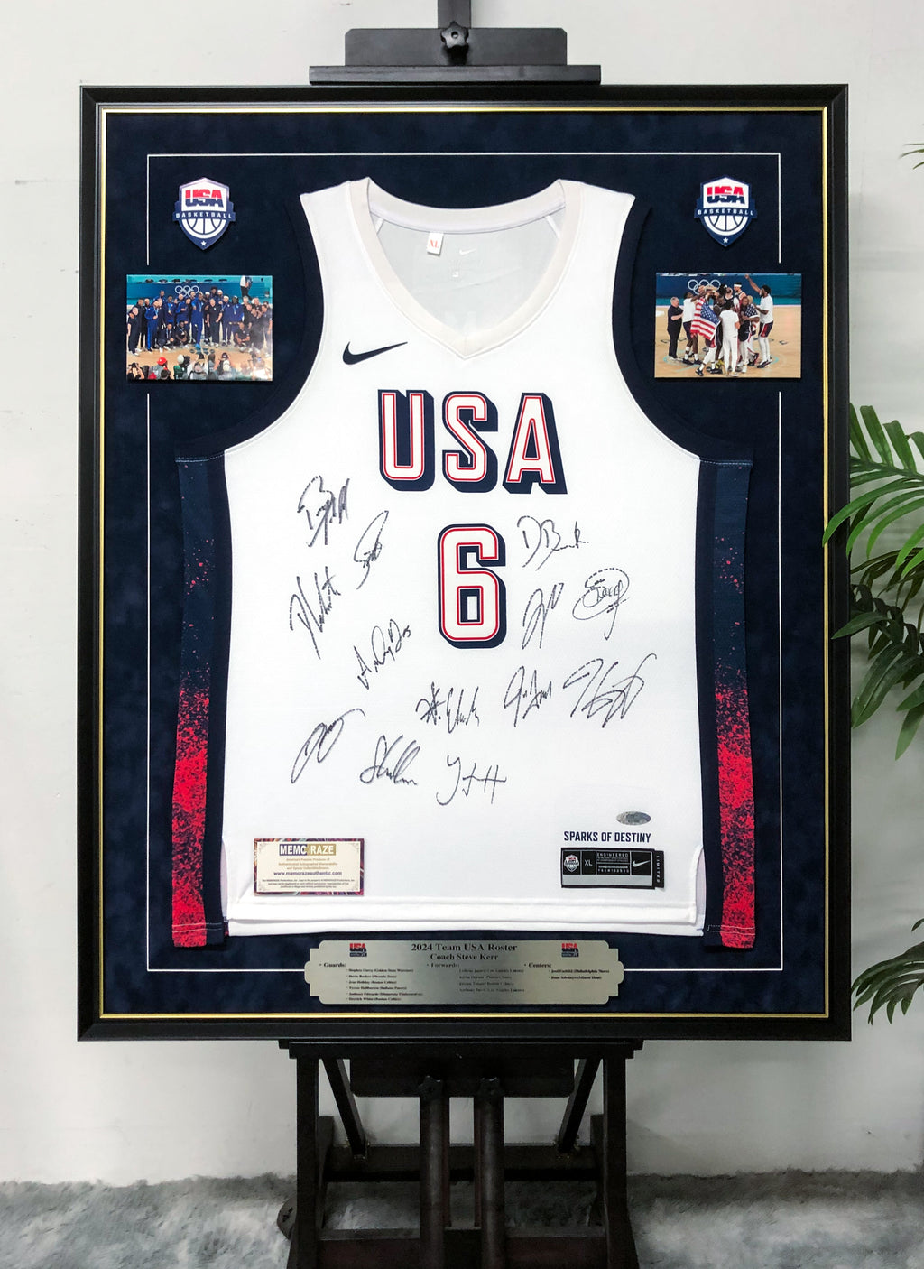 USA LeBron James Autographed Jersey with Personalized Custom Design Framed 000052