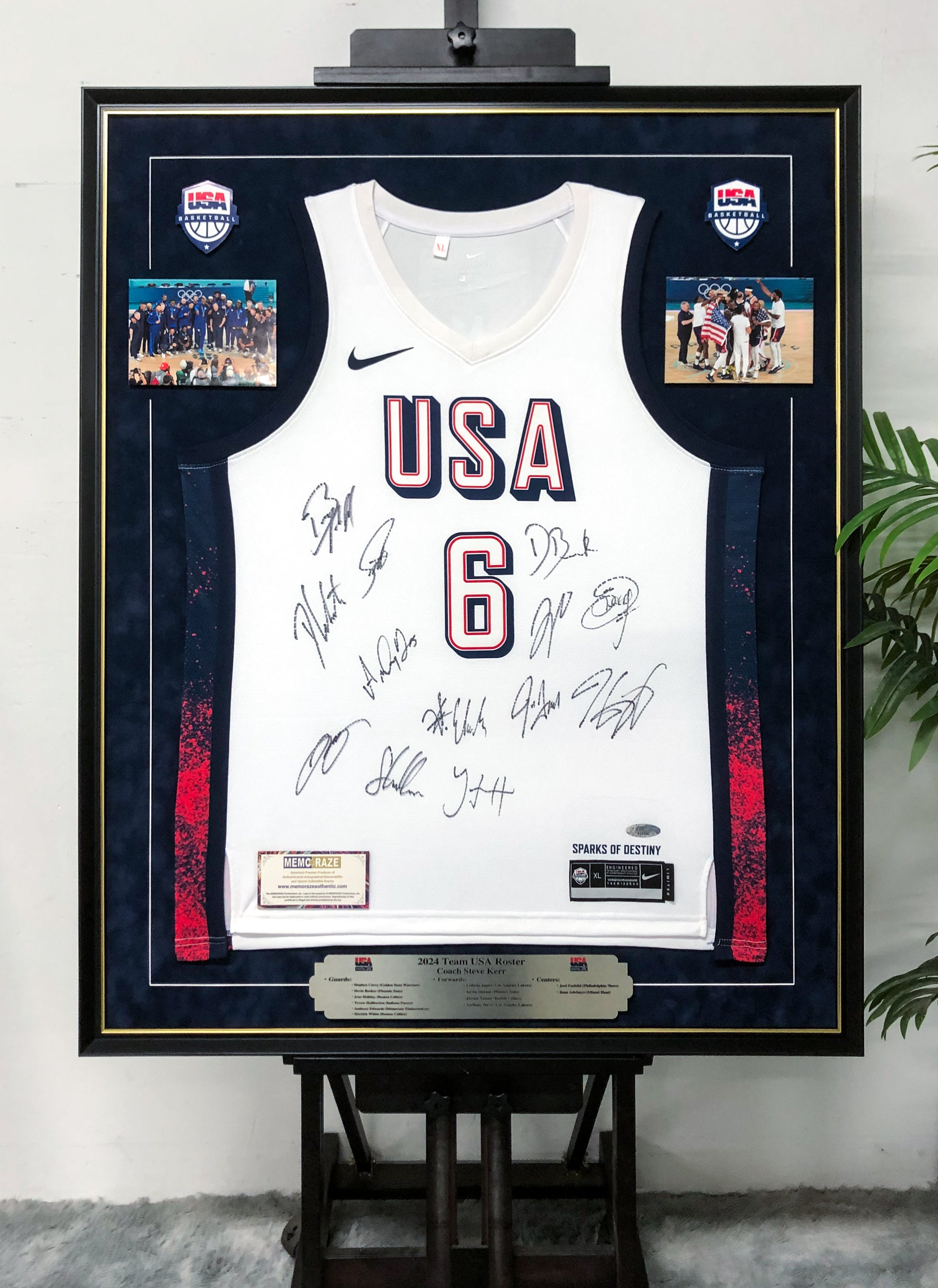 USA LeBron James Autographed Jersey with Personalized Custom Design Framed 000052