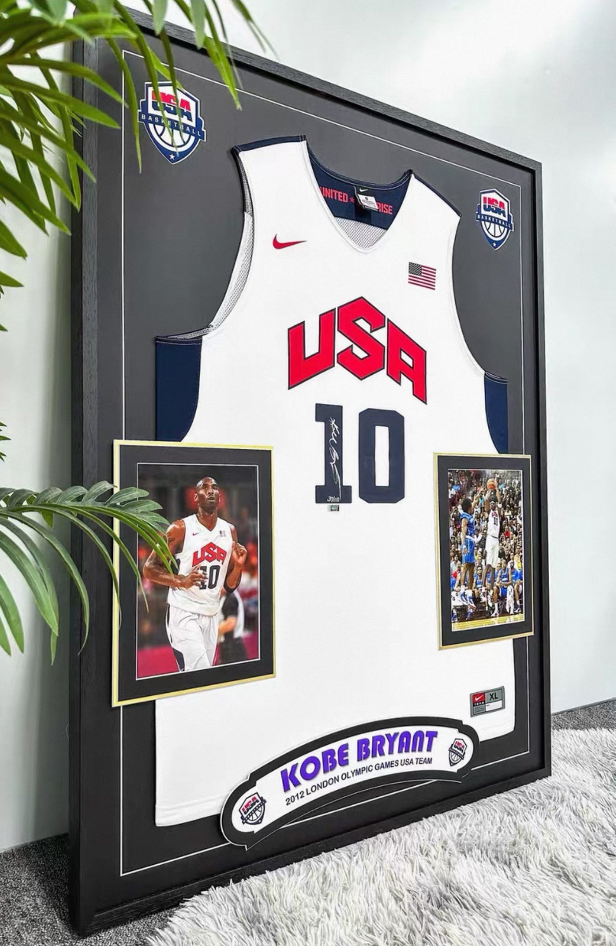 USA Kobe Bryant Autographed Jersey with Personalized Custom Design Framed 00012