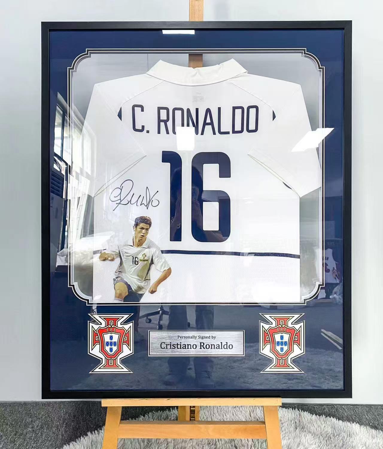 Portugal Cristiano Ronaldo Autographed Jersey with Personalized Custom Design Framed 000052