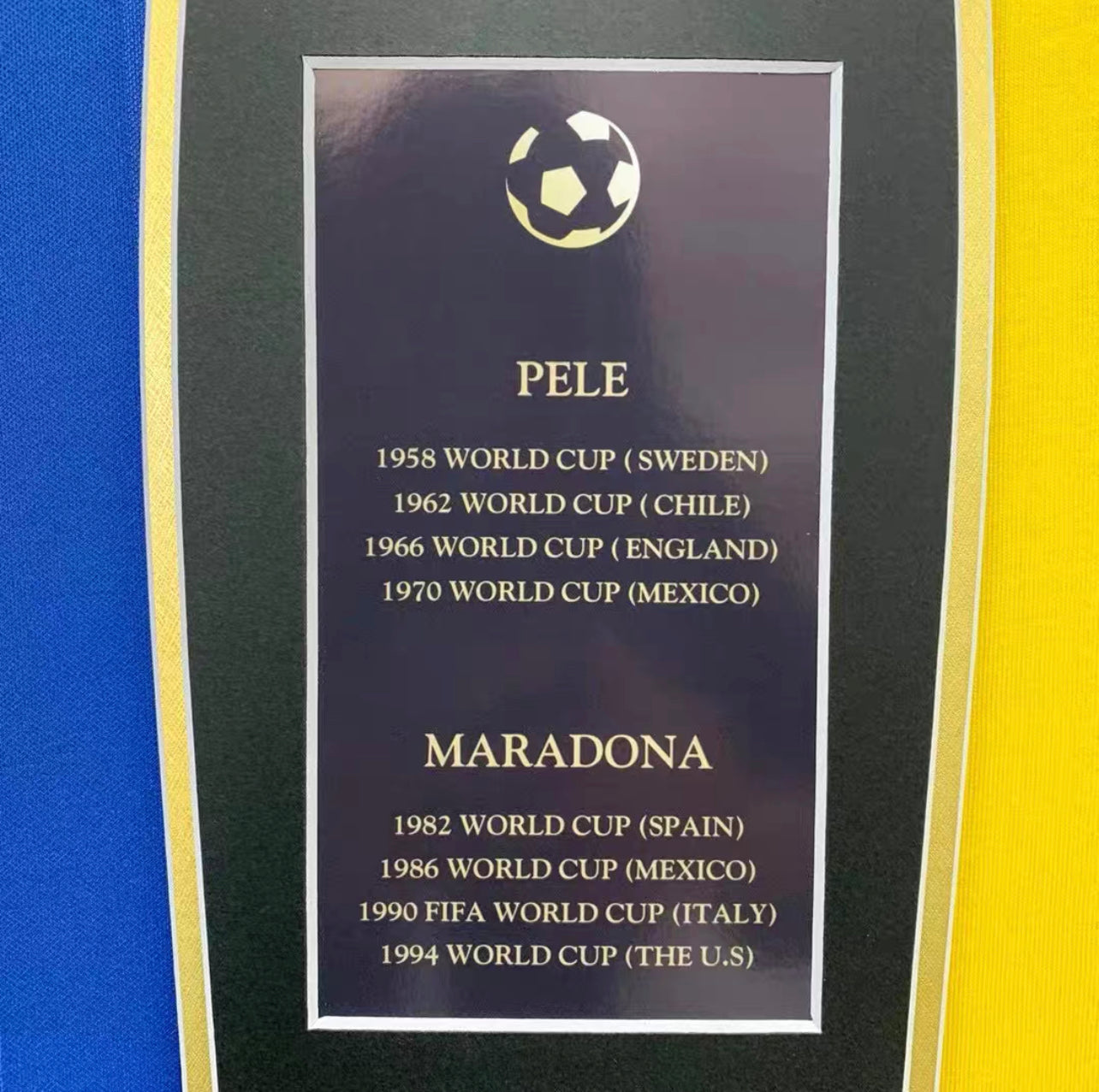PELÉ MARADONA Autographed Jersey with Personalized Custom Design Framed 000050