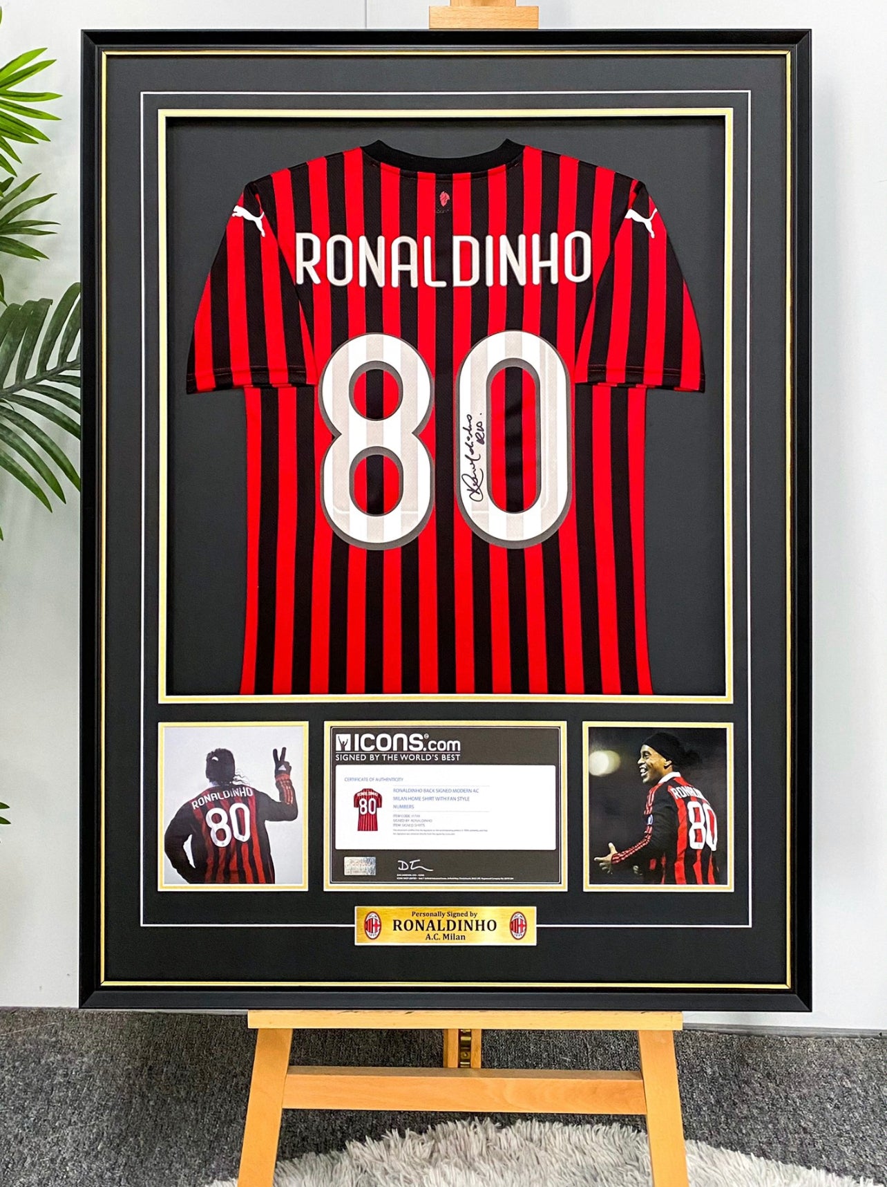 A.C. Milan Ronaldo Moreira Autographed Jersey with Personalized Custom Design Framed 000019