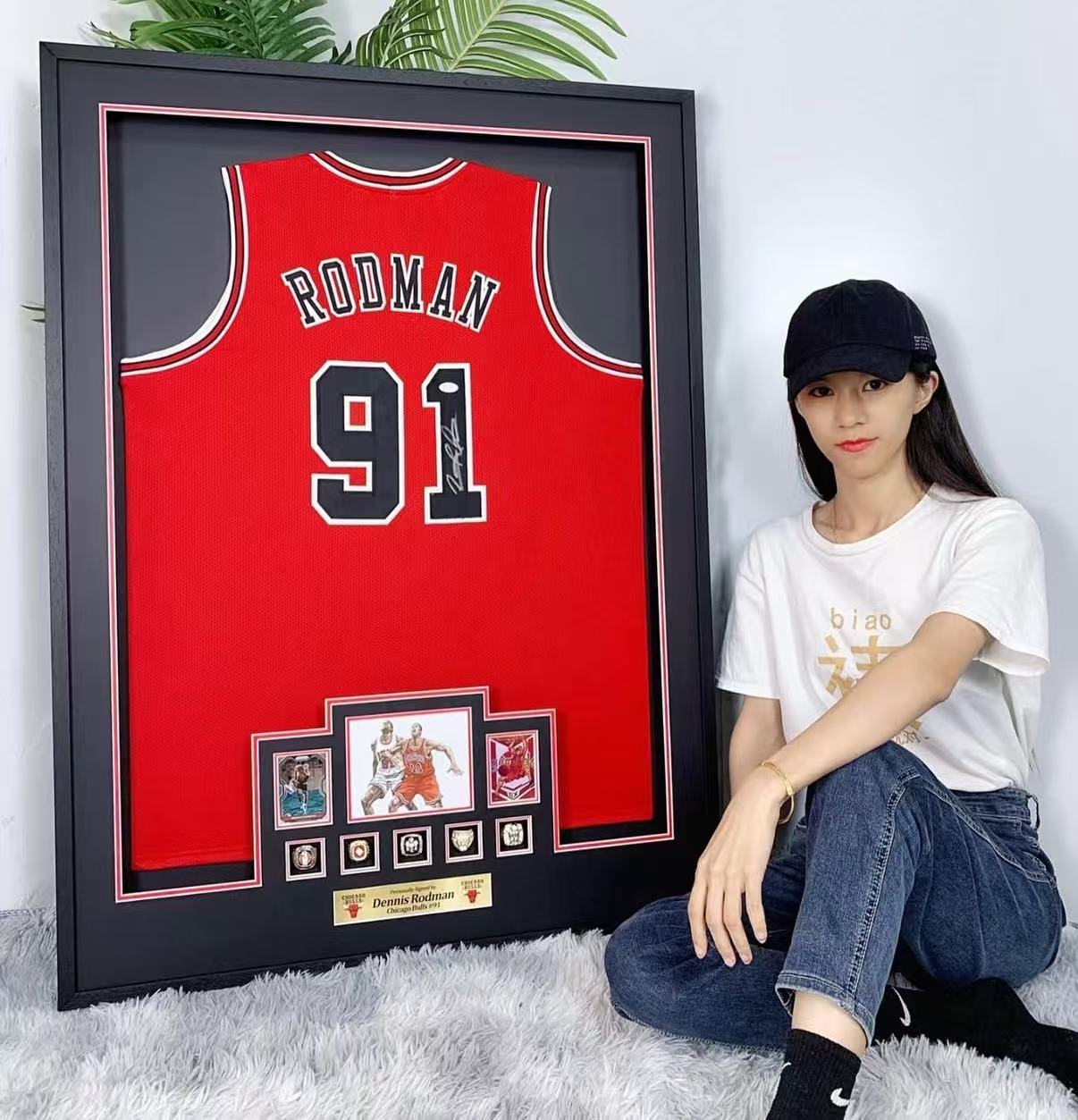 Chicago Bulls Dennis Rodman Autographed Jersey with Personalized Custom Design Framed 00006
