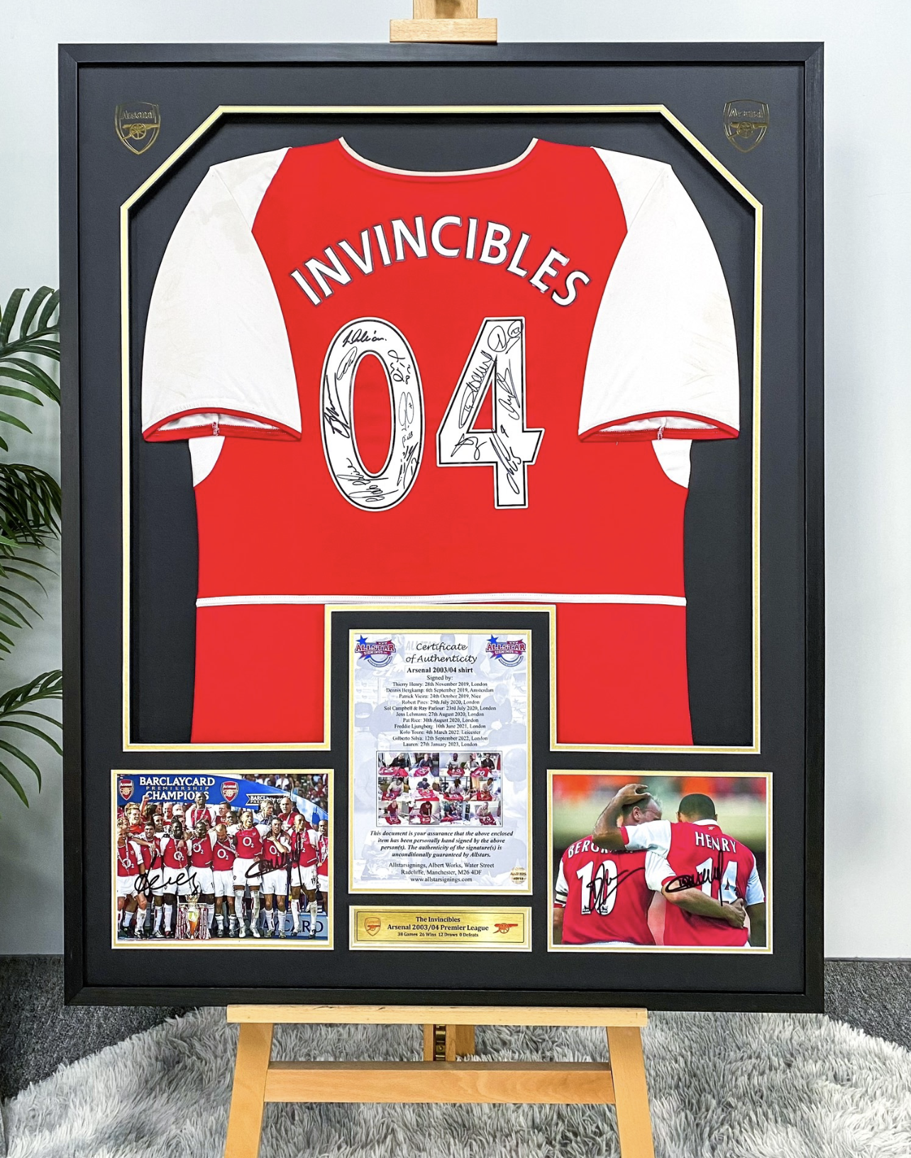 The Arsenal Football Club  Thierry  Henry Autographed Jersey with Personalized Custom Design Framed 00021