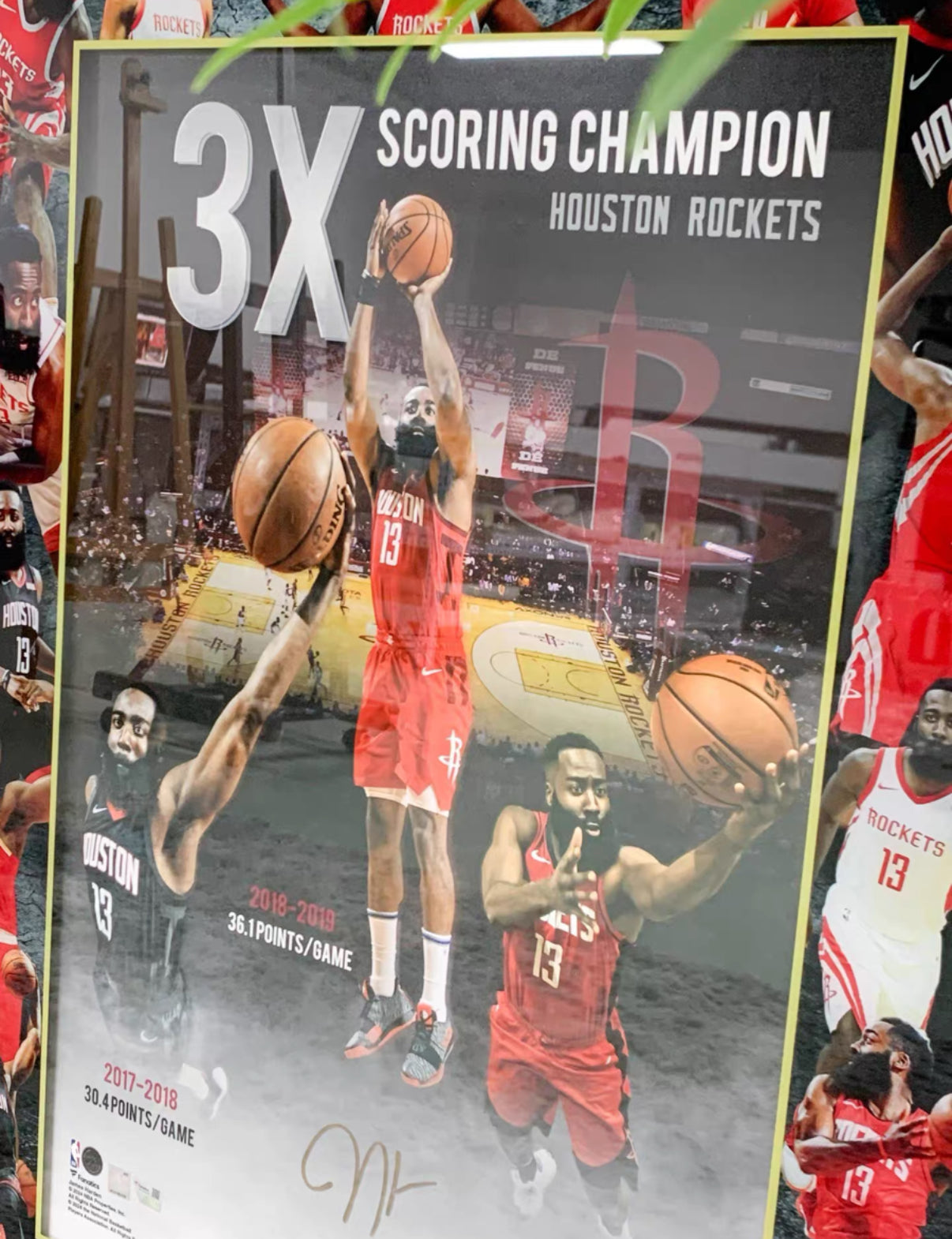 Houston Rockets James Harden Poster with Personalized Custom Design Framed00007