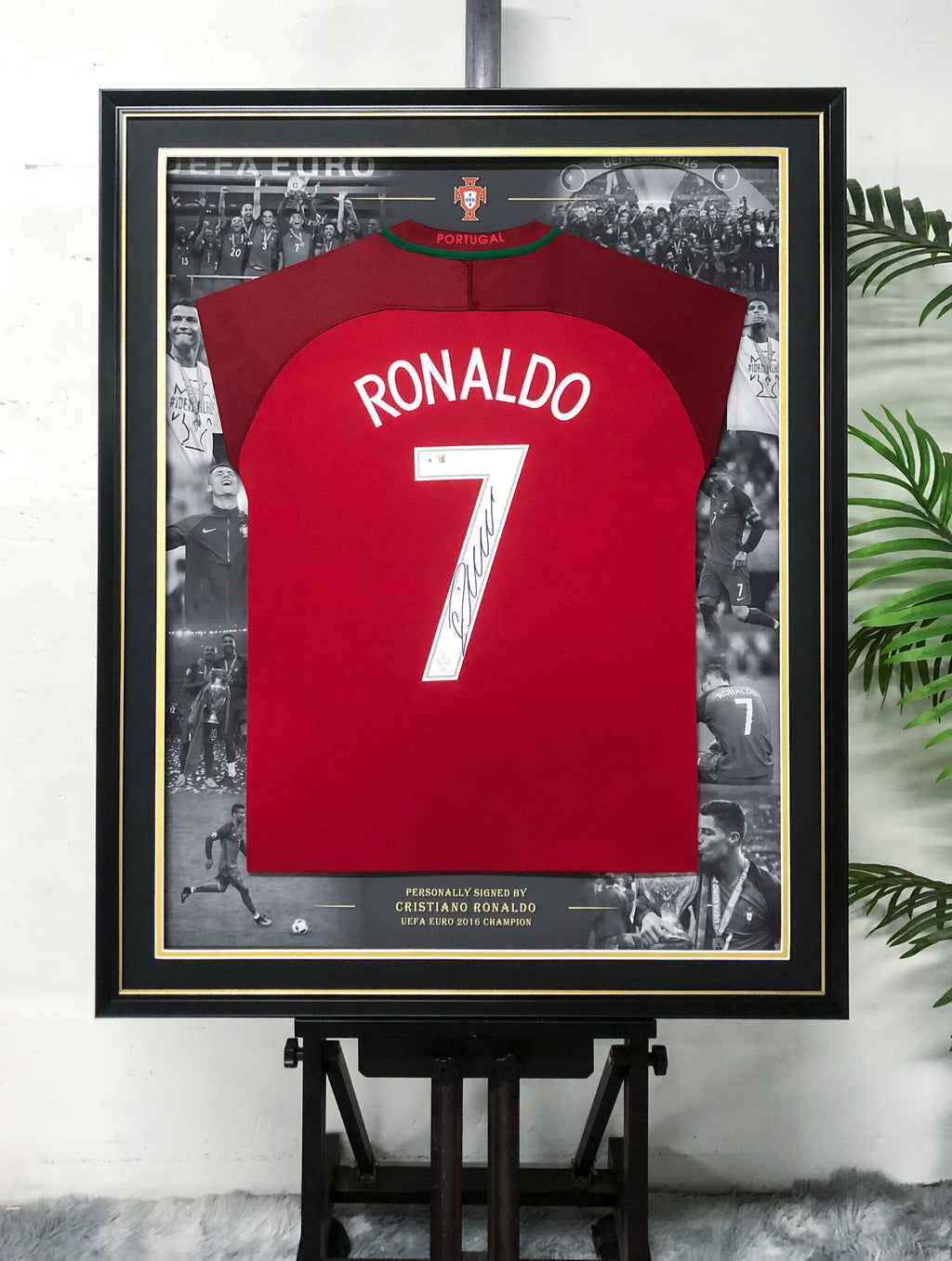 Portugal Cristiano Ronaldo Autographed Jersey with Personalized Custom Design Framed 00078