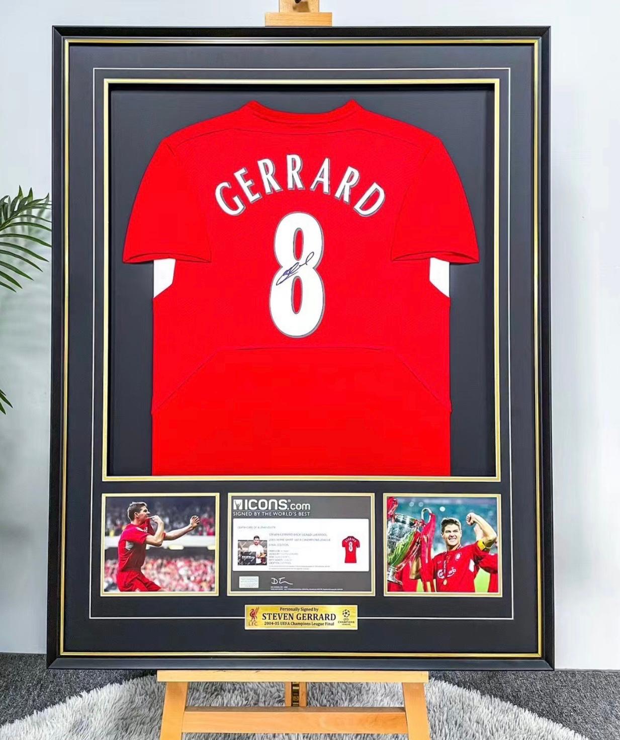 Liverpool FC STEVEN GERRARD Football Club Autographed Jersey with Standard Design Framed 000028