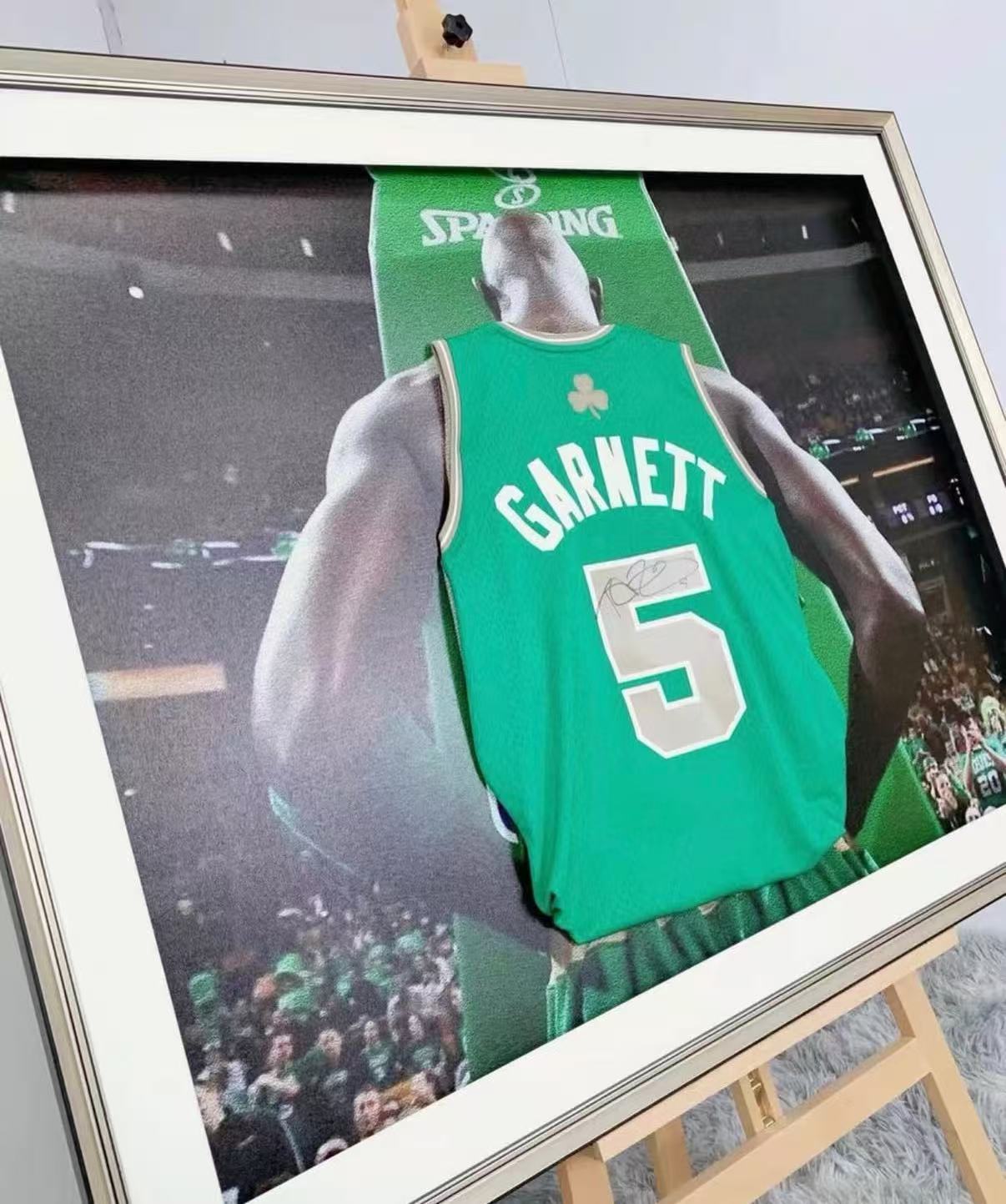 Boston Celtics Kevin Garnett Autographed Jersey with Personalized Custom Design Framed 00002
