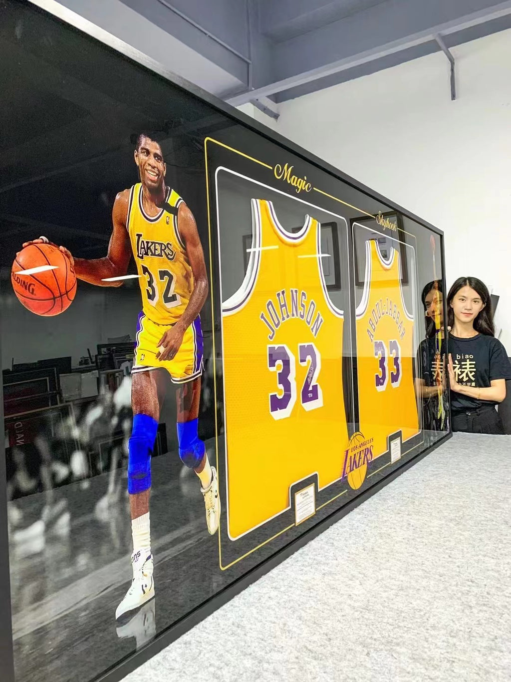 Kareem Abdul-Jabbar Wilton Norman Chamberlain Autographed Jersey with Personalized Custom Design Framed 000017
