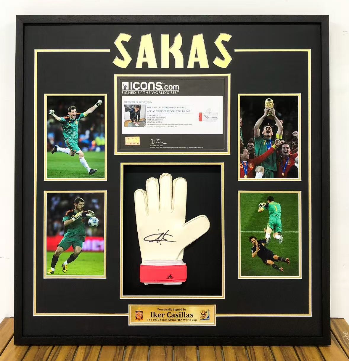 Iker Casillas Gloves Sentimental Item with Personalized Custom Design Framed 000052