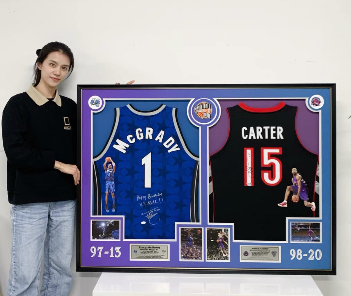 Toronto Raptors Vince Carter Autographed Jersey with Personalized Custom Design Framed 00006