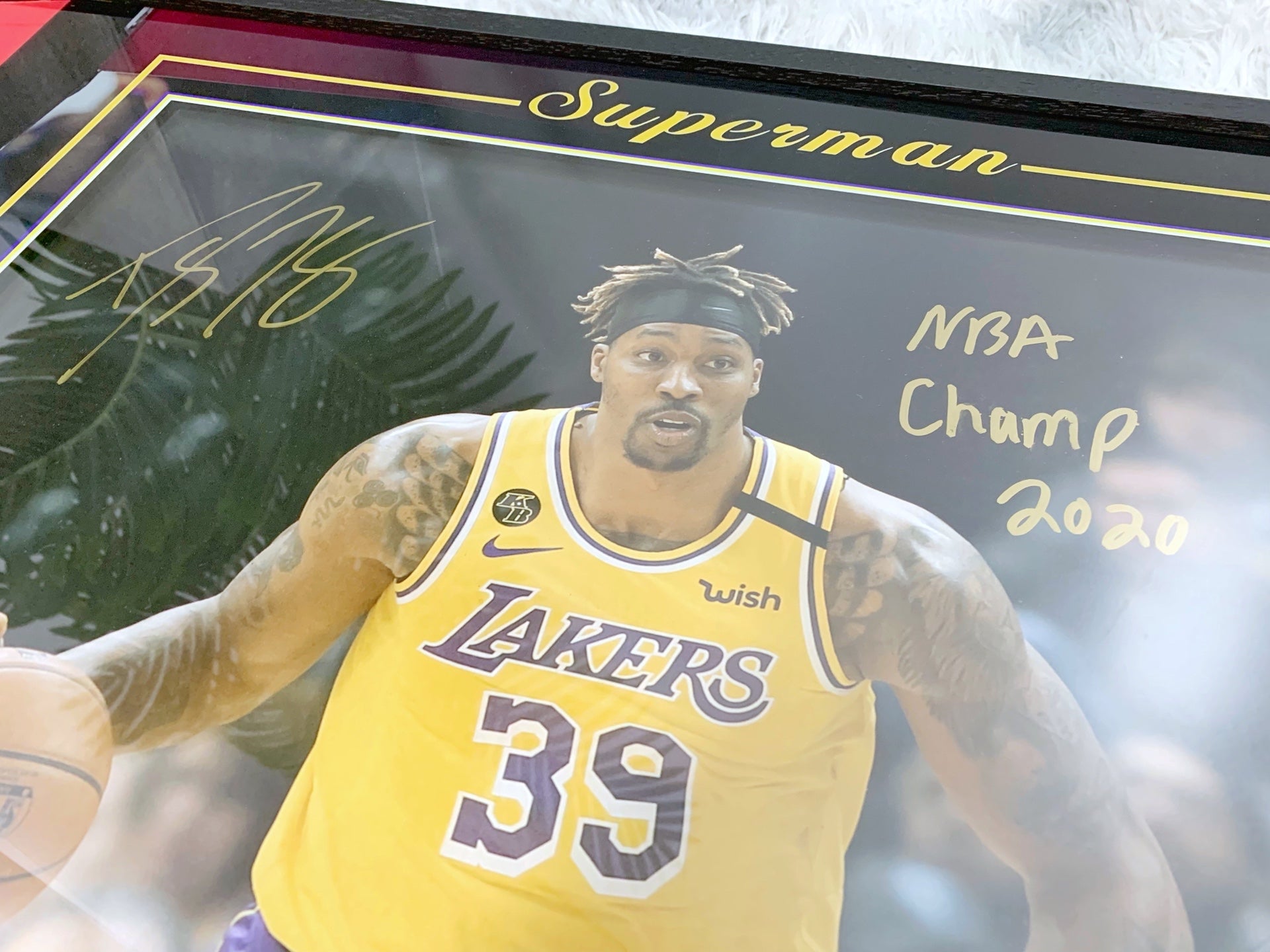 Los Angeles Lakers Dwight Howard Autographed Jersey with Personalized Custom Design Framed 00002