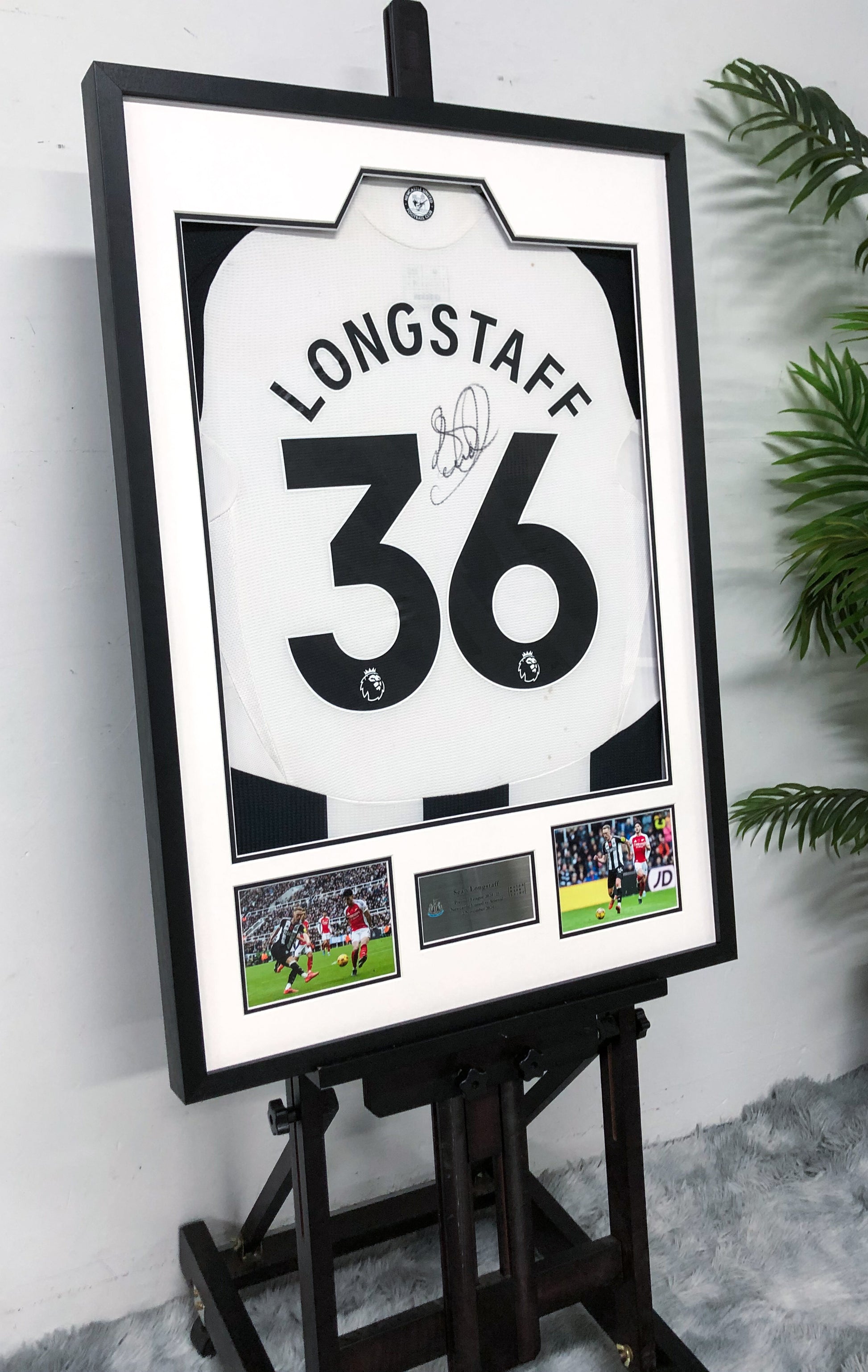 Newcastle United F.C. Sean Longstaff Autographed Jersey with Personalized Custom Design Framed 00001