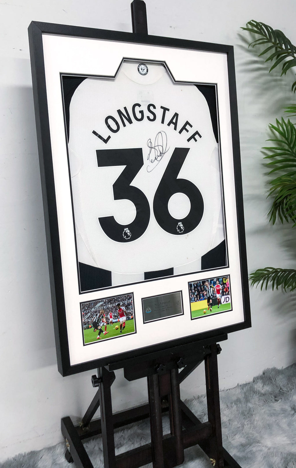 Newcastle United F.C. Sean Longstaff Autographed Jersey with Personalized Custom Design Framed 00001