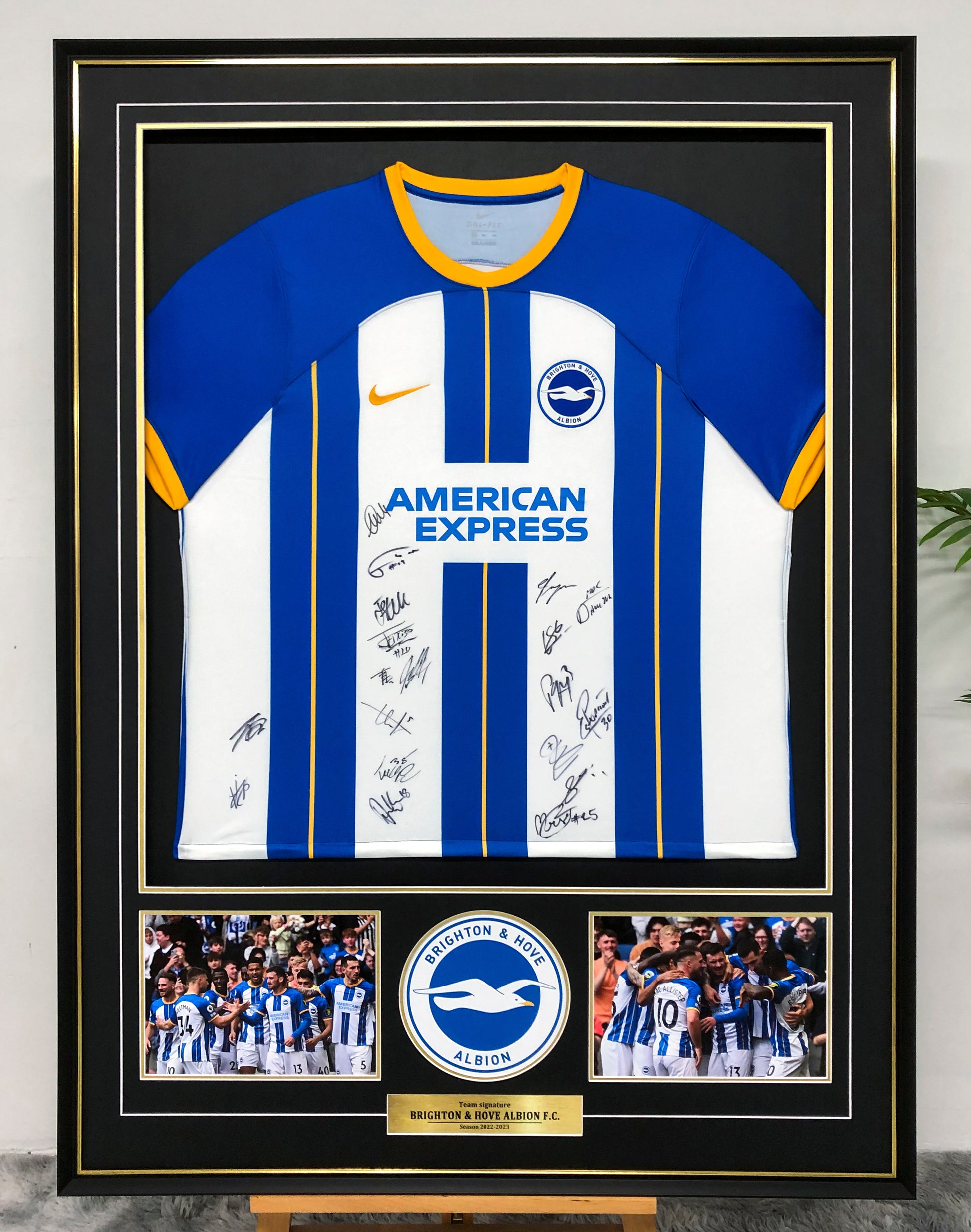 Brighton Autographed Jersey with Personalized Custom Design Framed 00006