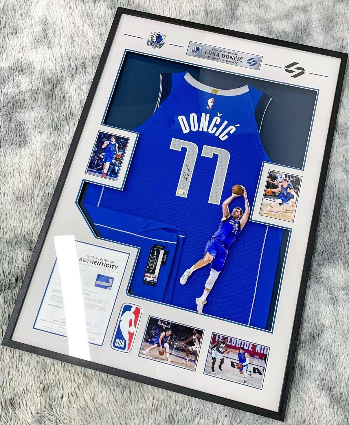 Dallas Mavericks Luka Doncic Autographed Jersey with Personalized Custom Design Framed 00002