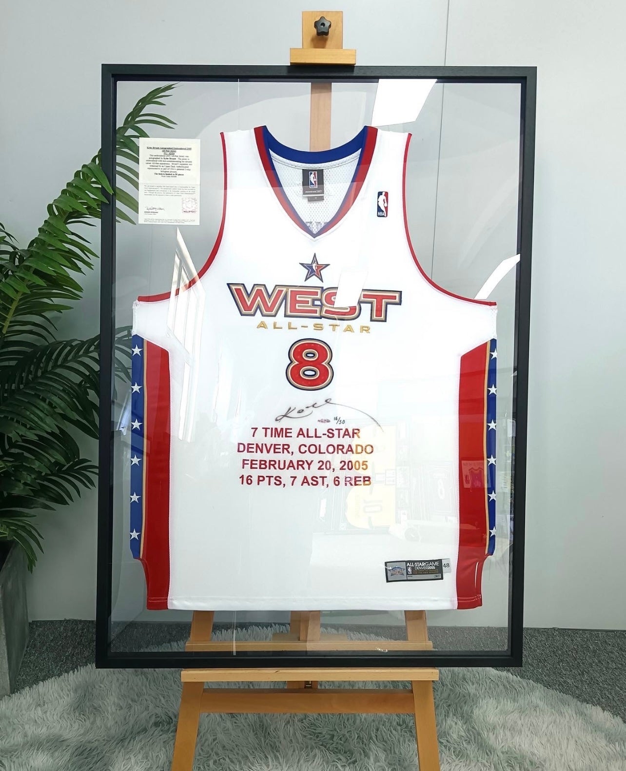 ALL STAR Kobe Bryant Autographed Jersey with Personalized Custom Design Framed 000060