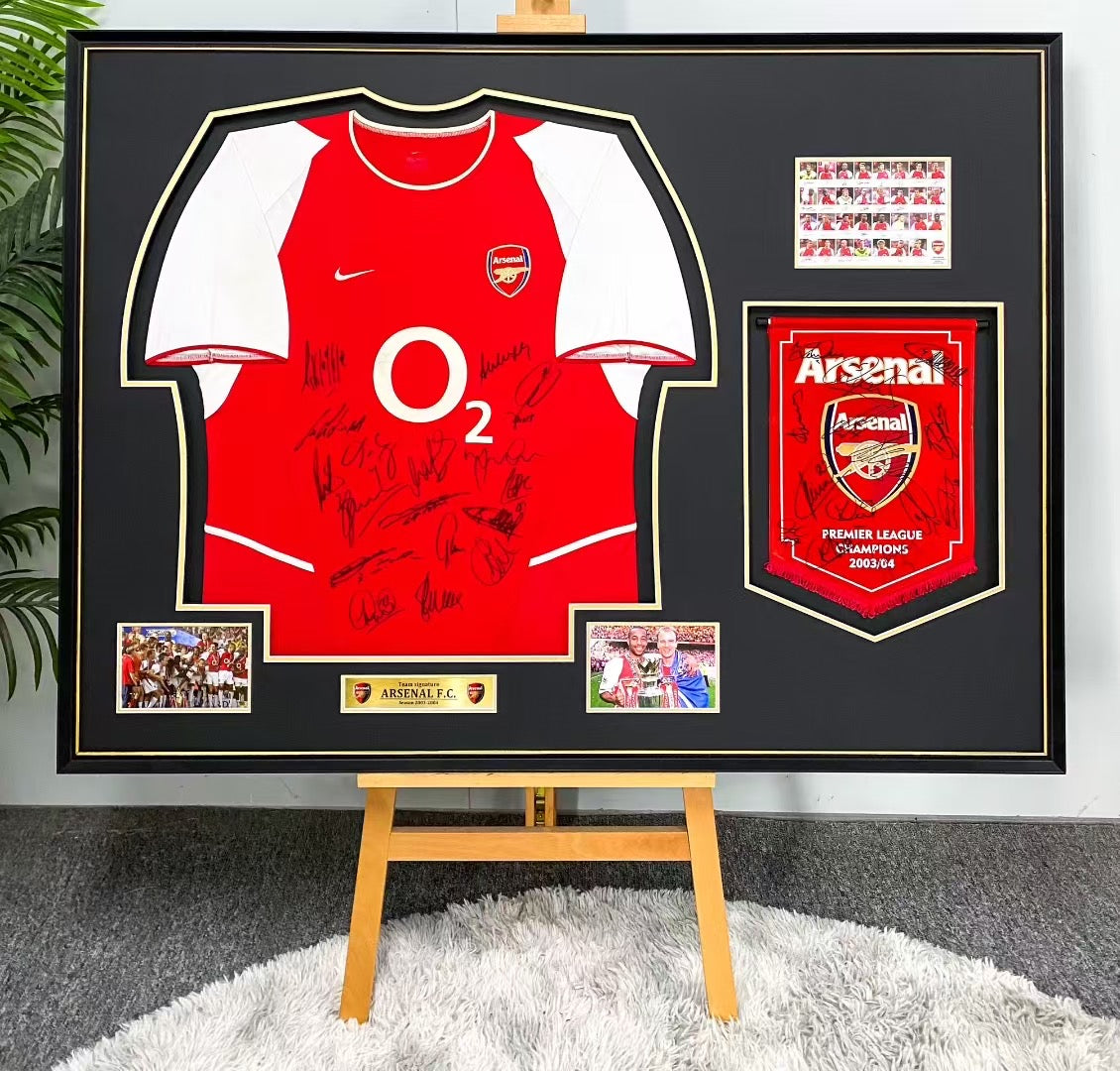 The Arsenal Football Club Autographed Jersey with Personalized Custom Design Framed 00027