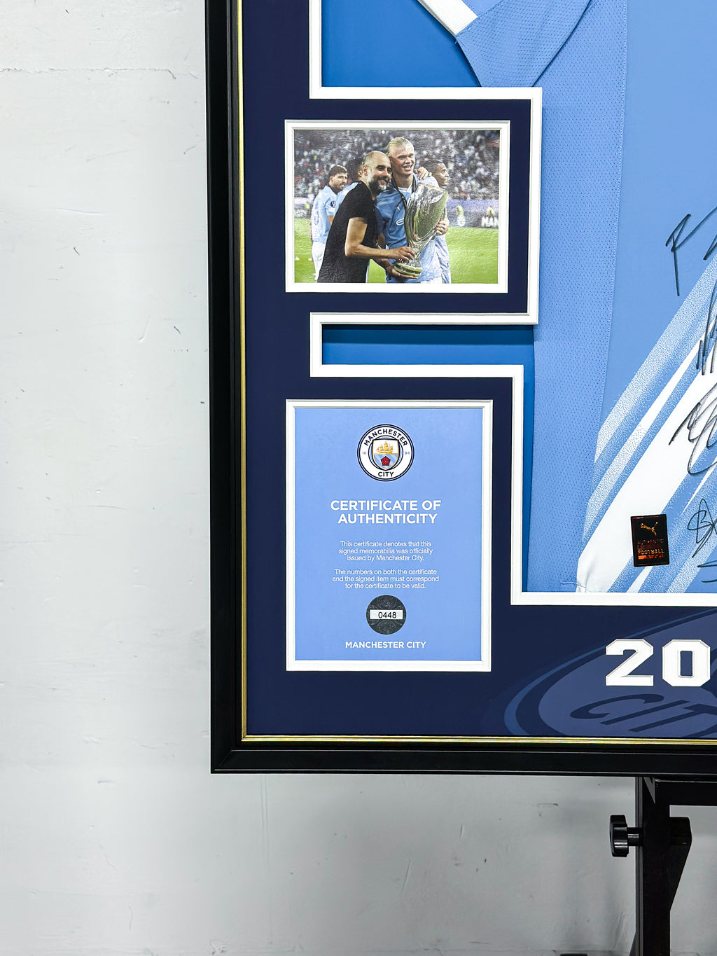 Manchester City FC Erling Haaland Autographed Jersey with Personalized Custom Design Framed 00028