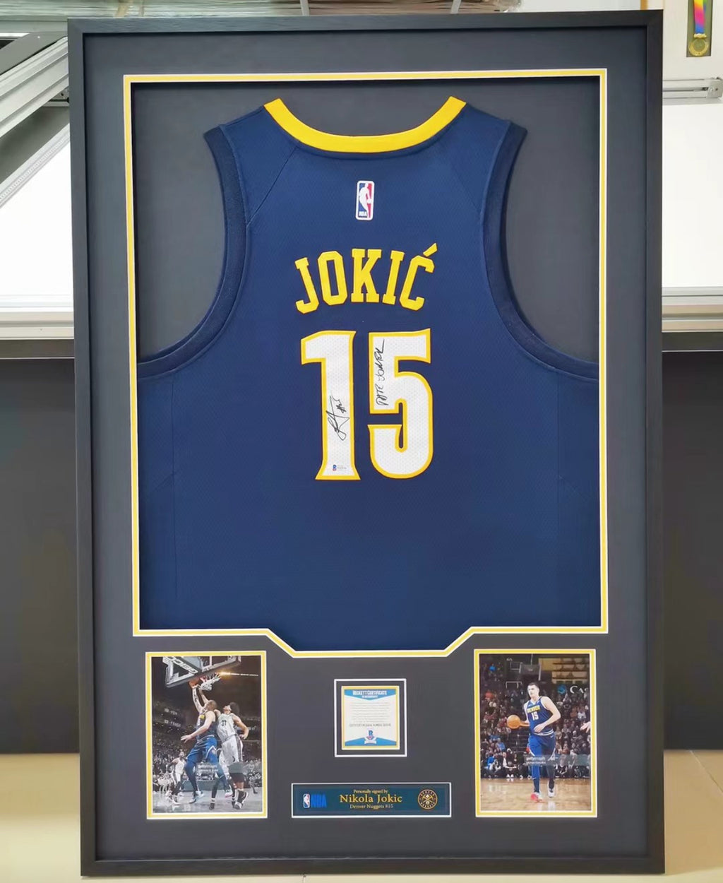 Denver Nuggets Nikola Jokić Autographed Jersey with Standard Design Framed00001