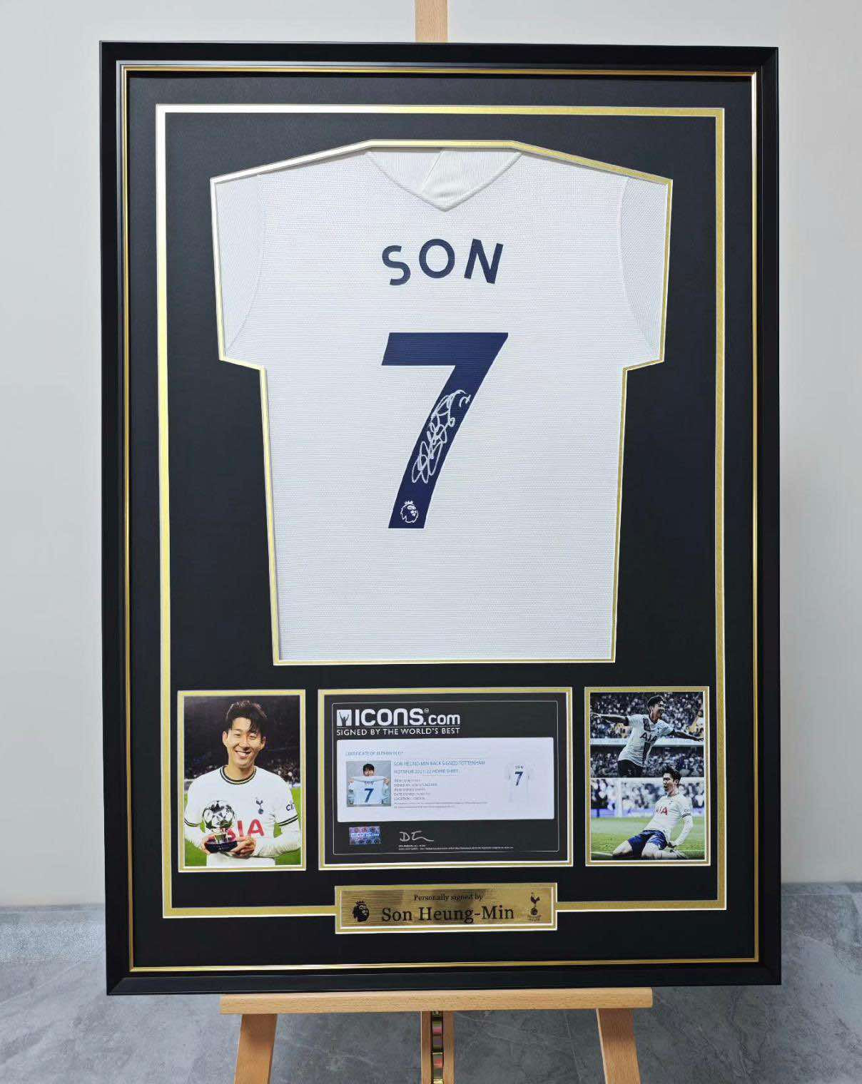 Tottenham Hotspur F.C. Son Heung-Min Autographed Jersey with Personalized Custom Design Framed 00005