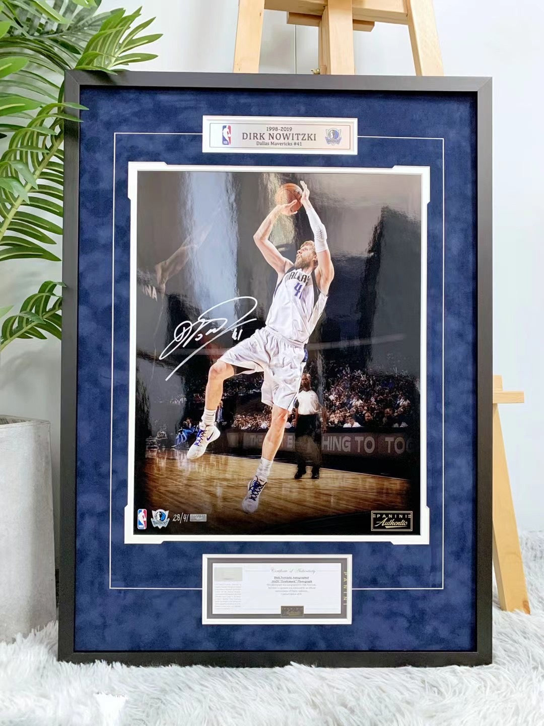Dallas Mavericks Dirk Nowitzki Autographed Jersey with Personalized Custom Design Framed 00009