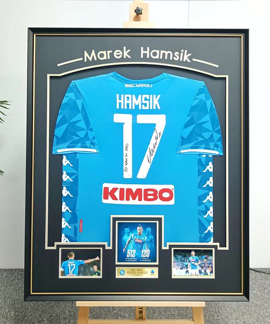 SSC Napoli Hamsik Autographed Jersey with Personalized Custom Design Framed 00033